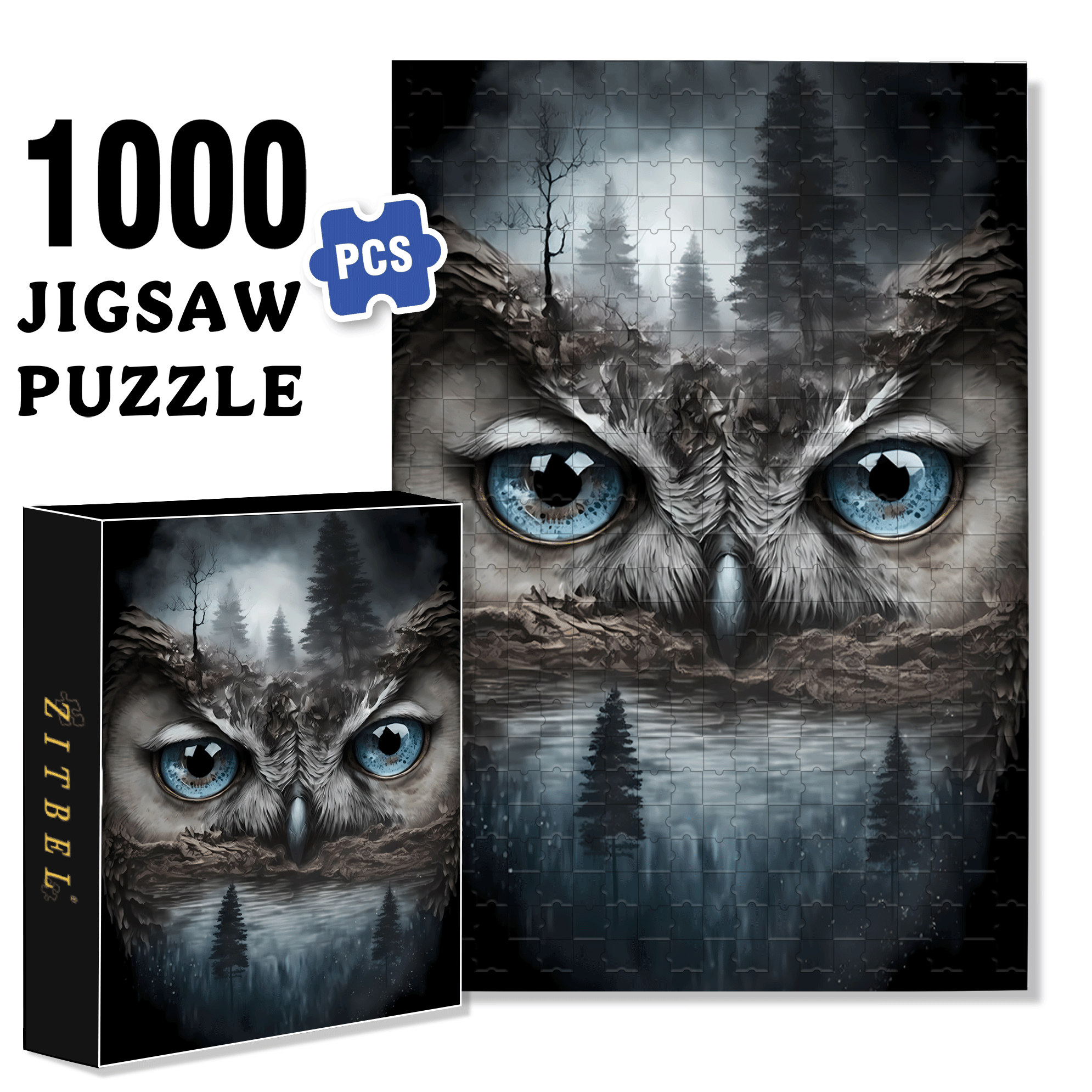 Eye In The Forest 500pcs/1000pcs Jigsaw Puzzle, Scratch-Resistant, Interactive Family Game & Brain-Boosting DIY Decor, Perfect for Halloween, Christmas & New Year Gifts, Family Puzzle Game