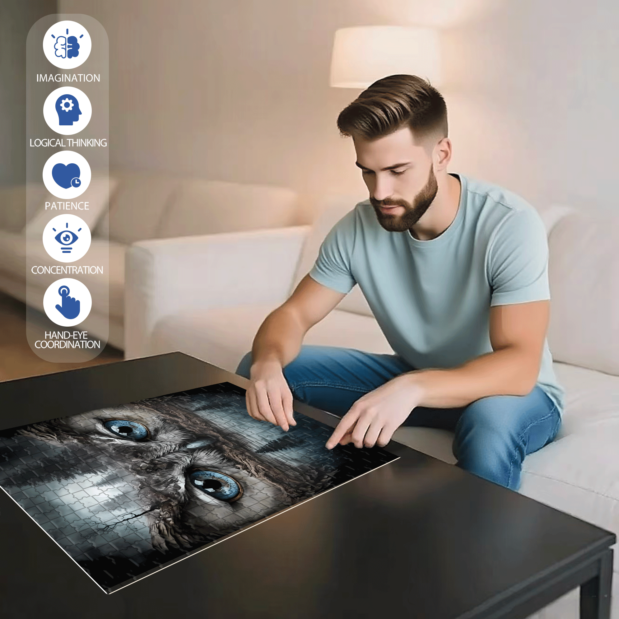 Eye In The Forest 500pcs/1000pcs Jigsaw Puzzle, Scratch-Resistant, Interactive Family Game & Brain-Boosting DIY Decor, Perfect for Halloween, Christmas & New Year Gifts, Family Puzzle Game