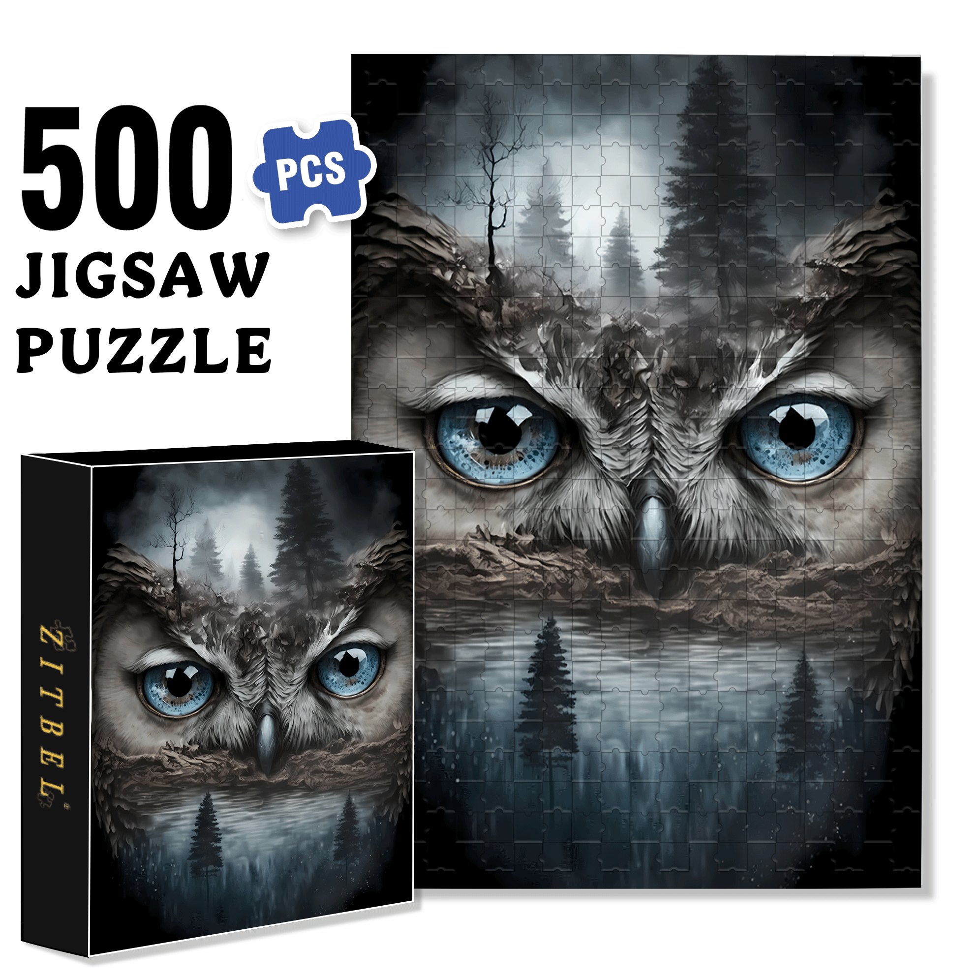 Eye In The Forest 500pcs/1000pcs Jigsaw Puzzle, Scratch-Resistant, Interactive Family Game & Brain-Boosting DIY Decor, Perfect for Halloween, Christmas & New Year Gifts, Family Puzzle Game