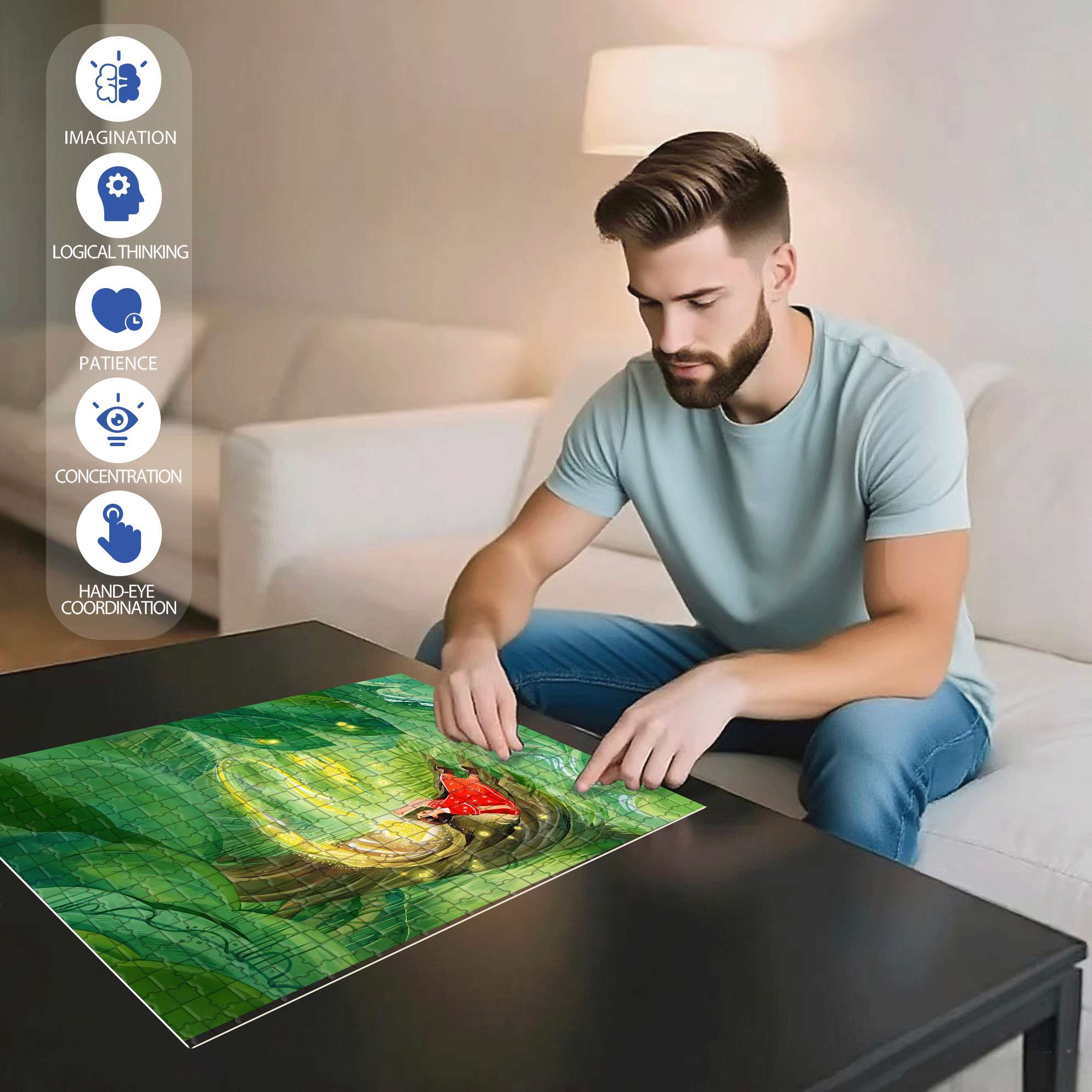 Firefly Tribe 500pcs/1000pcs Jigsaw Puzzle, Scratch-Resistant, Interactive Family Game & Brain-Boosting DIY Decor, Perfect for Halloween, Christmas & New Year Gifts, Family Puzzle Game
