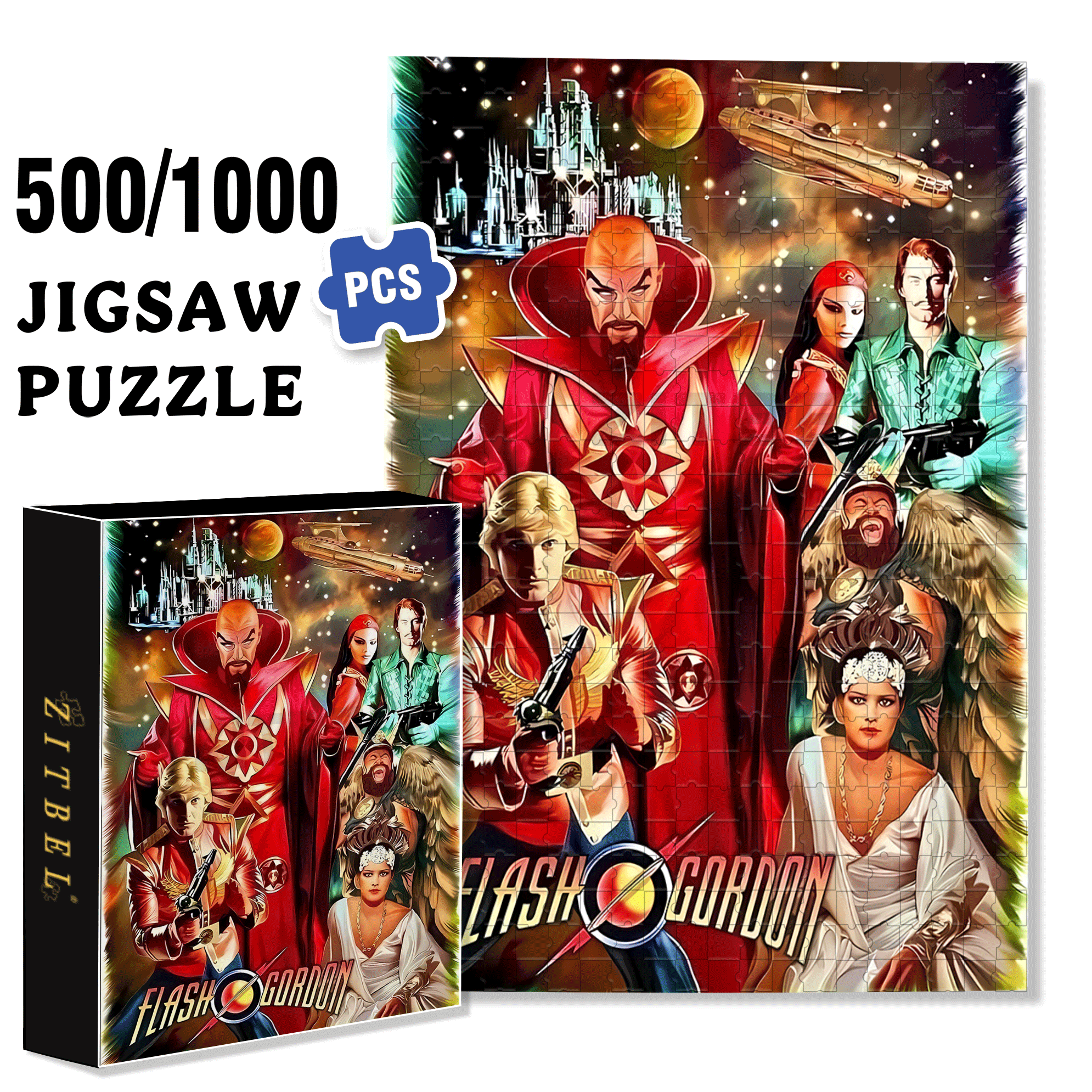 Flash Gordon 500pcs/1000pcs Jigsaw Puzzle, Scratch-Resistant, Interactive Family Game & Brain-Boosting DIY Decor, Perfect for Halloween, Christmas & New Year Gifts, Family Puzzle Game