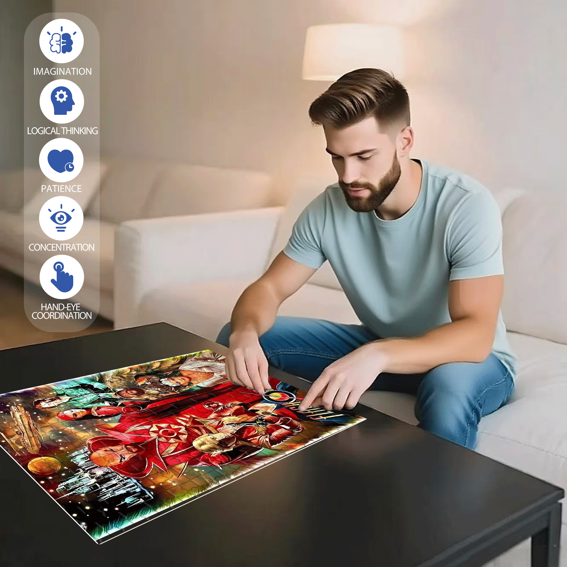 Flash Gordon 500pcs/1000pcs Jigsaw Puzzle, Scratch-Resistant, Interactive Family Game & Brain-Boosting DIY Decor, Perfect for Halloween, Christmas & New Year Gifts, Family Puzzle Game