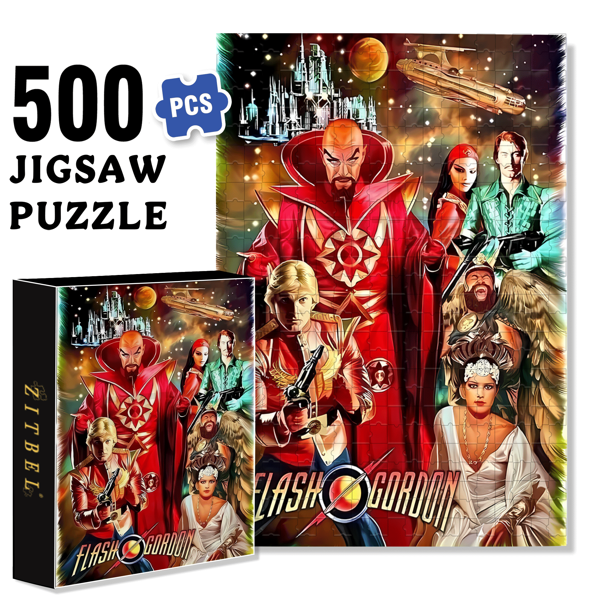 Flash Gordon 500pcs/1000pcs Jigsaw Puzzle, Scratch-Resistant, Interactive Family Game & Brain-Boosting DIY Decor, Perfect for Halloween, Christmas & New Year Gifts, Family Puzzle Game