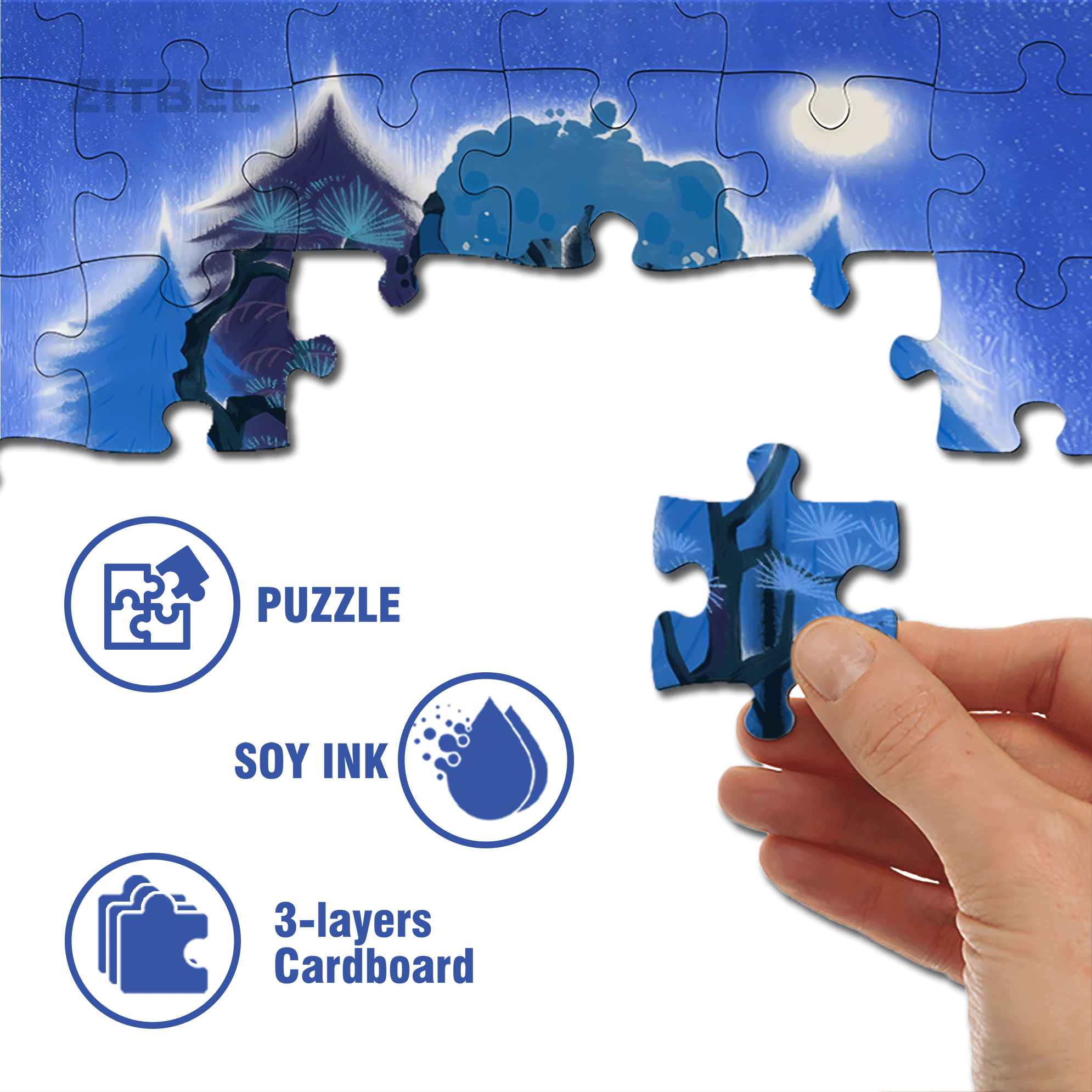 Forest At Night 500pcs/1000pcs Jigsaw Puzzle, Scratch-Resistant, Interactive Family Game & Brain-Boosting DIY Decor, Perfect for Halloween, Christmas & New Year Gifts, Family Puzzle Game