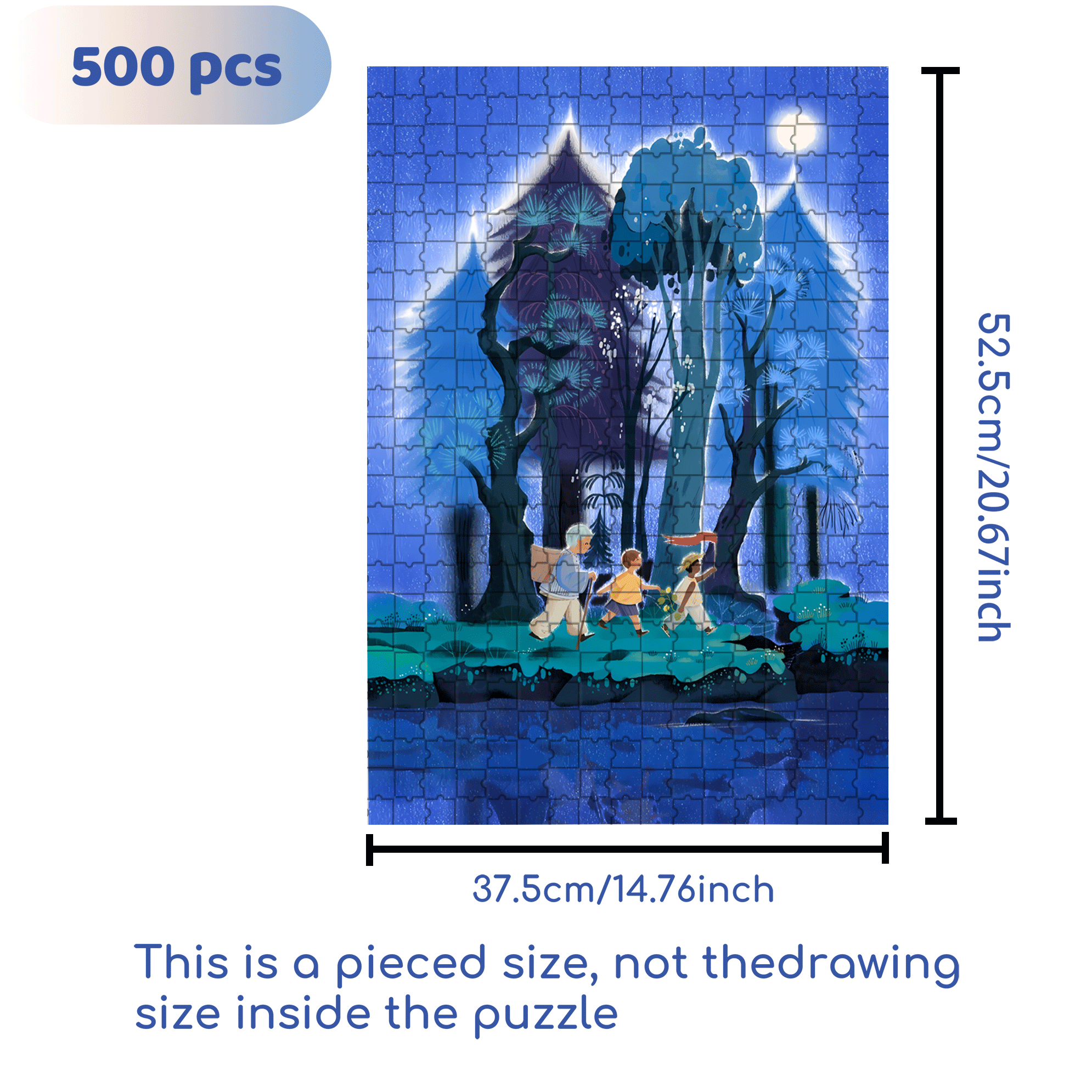Forest At Night 500pcs/1000pcs Jigsaw Puzzle, Scratch-Resistant, Interactive Family Game & Brain-Boosting DIY Decor, Perfect for Halloween, Christmas & New Year Gifts, Family Puzzle Game