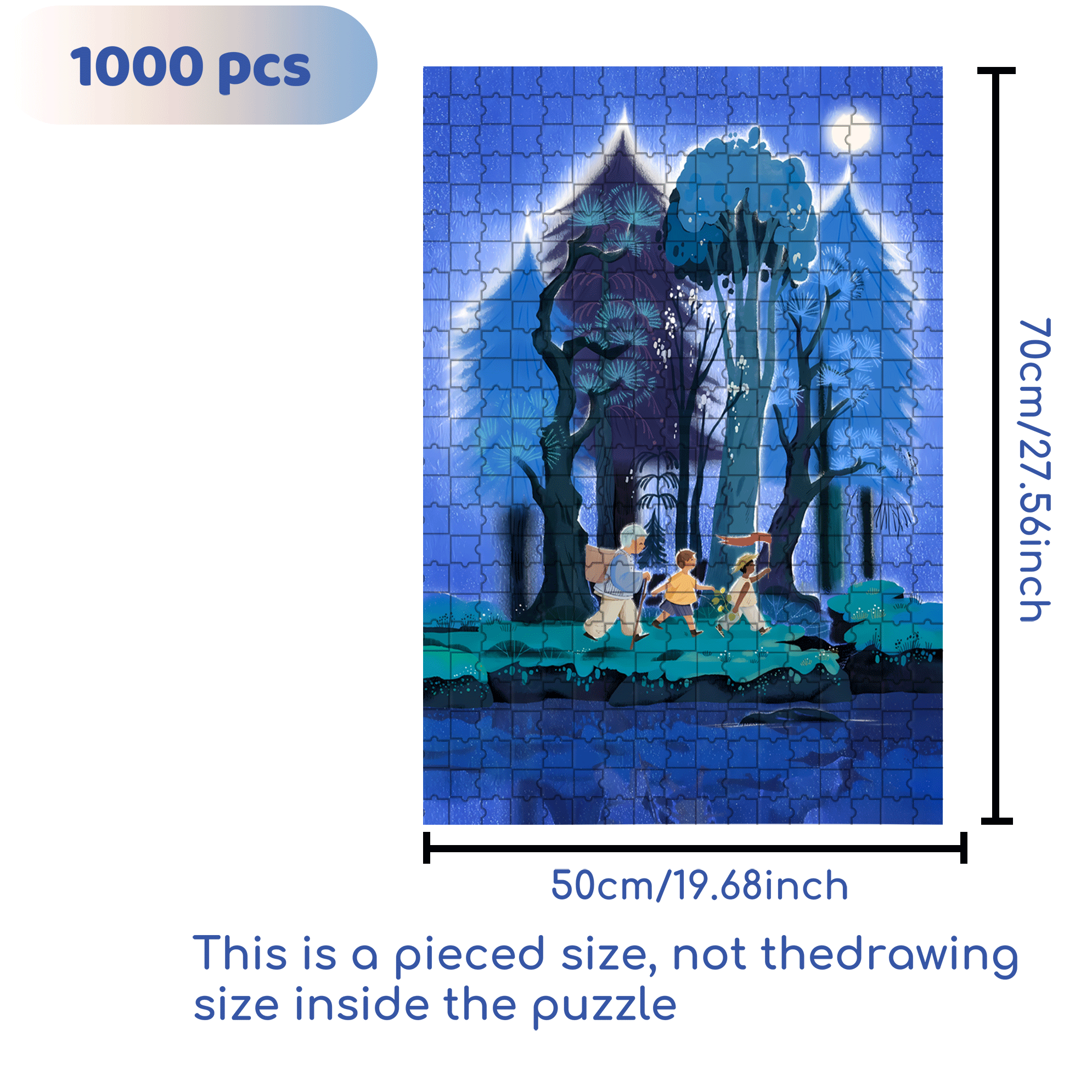 Forest At Night 500pcs/1000pcs Jigsaw Puzzle, Scratch-Resistant, Interactive Family Game & Brain-Boosting DIY Decor, Perfect for Halloween, Christmas & New Year Gifts, Family Puzzle Game
