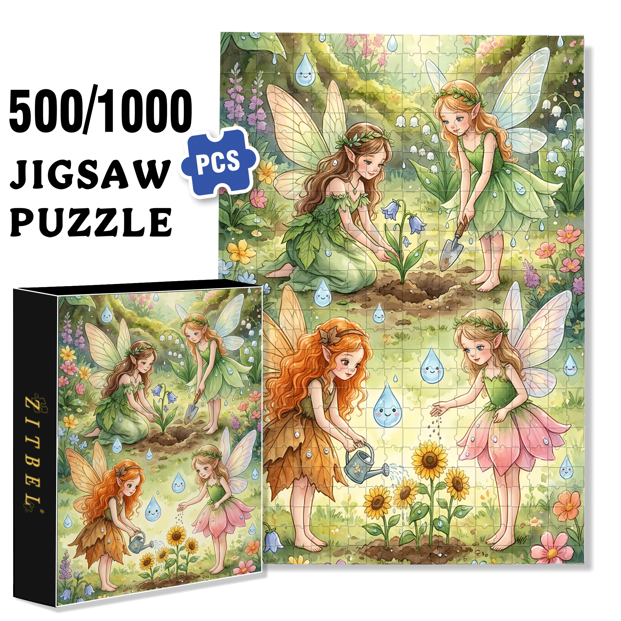 Garden Of Dream Fairies 500pcs/1000pcs Jigsaw Puzzle, Scratch-Resistant, Interactive Family Game & Brain-Boosting DIY Decor, Perfect for Halloween, Christmas & New Year Gifts, Family Puzzle Game