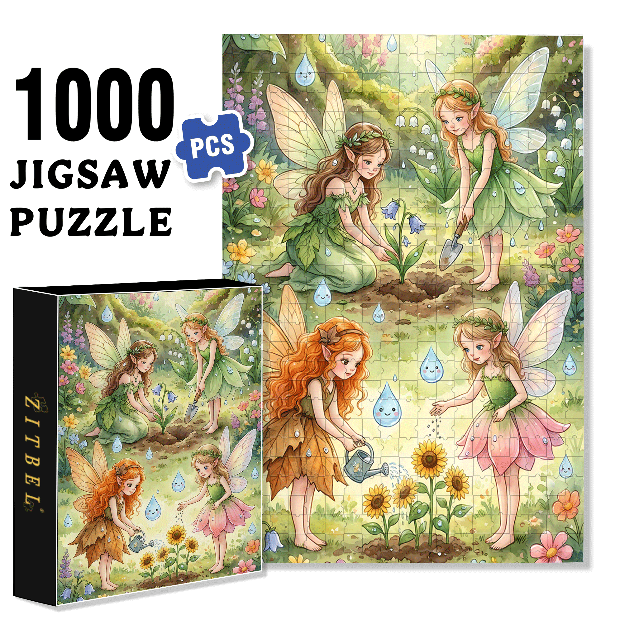 Garden Of Dream Fairies 500pcs/1000pcs Jigsaw Puzzle, Scratch-Resistant, Interactive Family Game & Brain-Boosting DIY Decor, Perfect for Halloween, Christmas & New Year Gifts, Family Puzzle Game