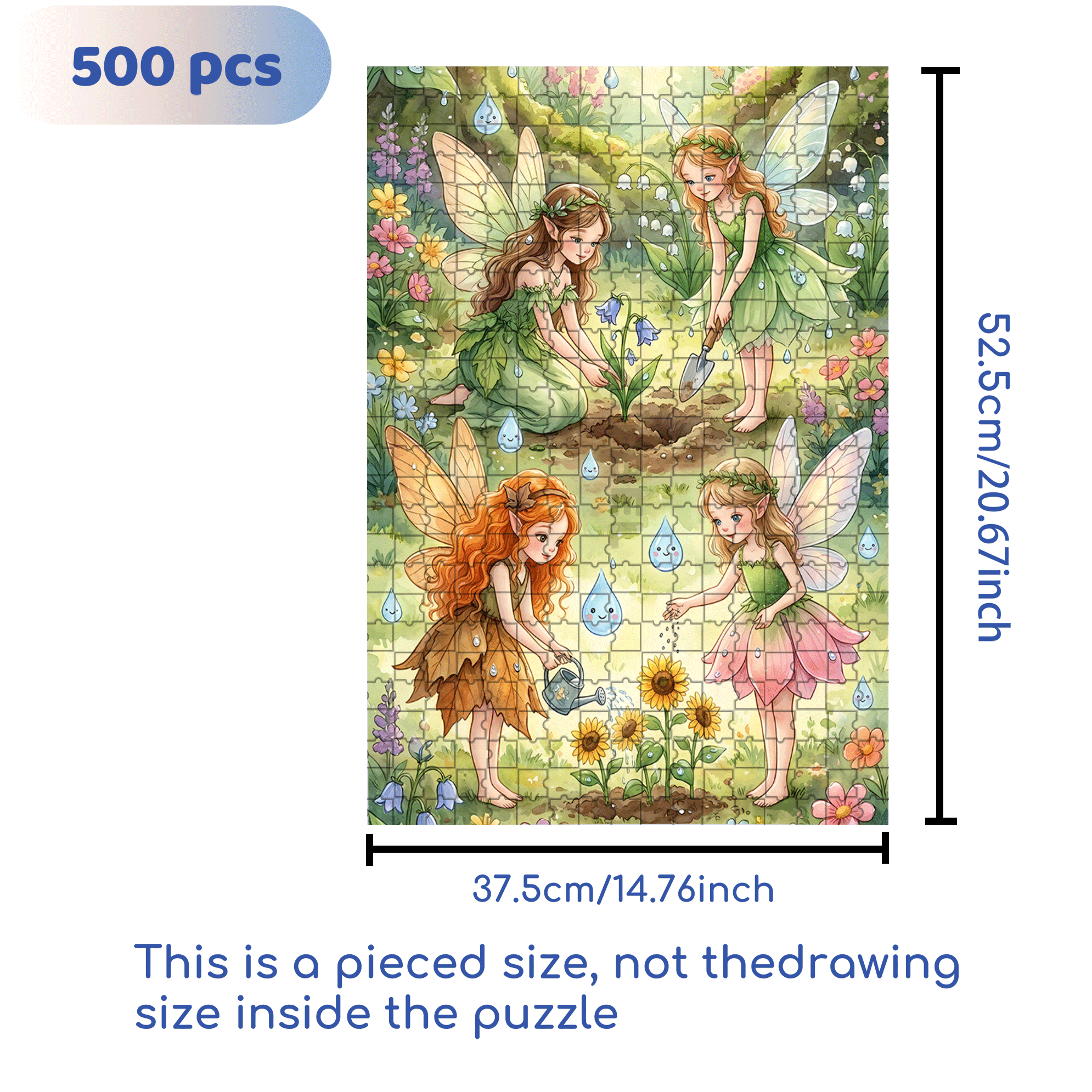 Garden Of Dream Fairies 500pcs/1000pcs Jigsaw Puzzle, Scratch-Resistant, Interactive Family Game & Brain-Boosting DIY Decor, Perfect for Halloween, Christmas & New Year Gifts, Family Puzzle Game