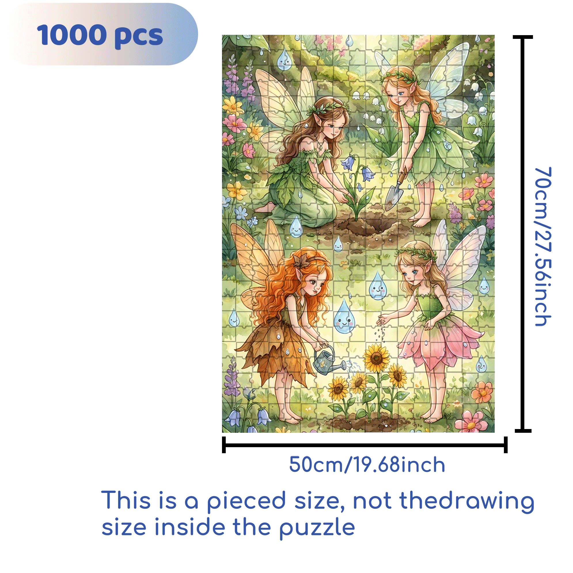 Garden Of Dream Fairies 500pcs/1000pcs Jigsaw Puzzle, Scratch-Resistant, Interactive Family Game & Brain-Boosting DIY Decor, Perfect for Halloween, Christmas & New Year Gifts, Family Puzzle Game