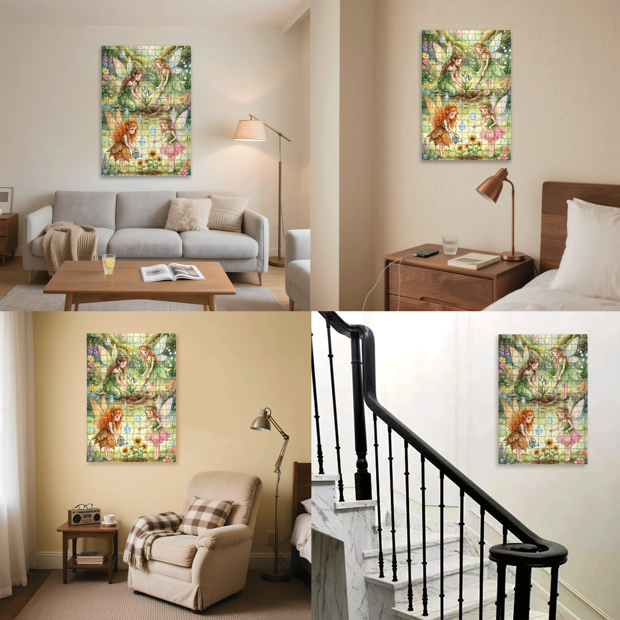 Garden Of Dream Fairies 500pcs/1000pcs Jigsaw Puzzle, Scratch-Resistant, Interactive Family Game & Brain-Boosting DIY Decor, Perfect for Halloween, Christmas & New Year Gifts, Family Puzzle Game