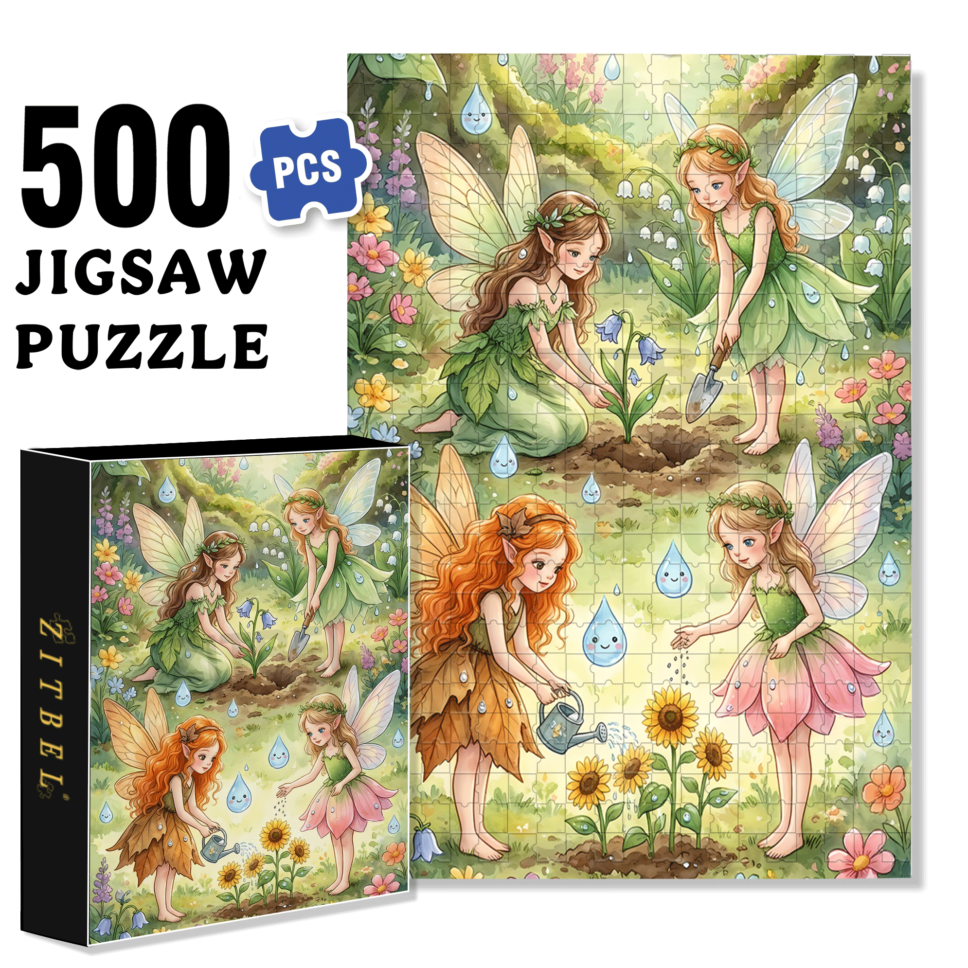 Garden Of Dream Fairies 500pcs/1000pcs Jigsaw Puzzle, Scratch-Resistant, Interactive Family Game & Brain-Boosting DIY Decor, Perfect for Halloween, Christmas & New Year Gifts, Family Puzzle Game
