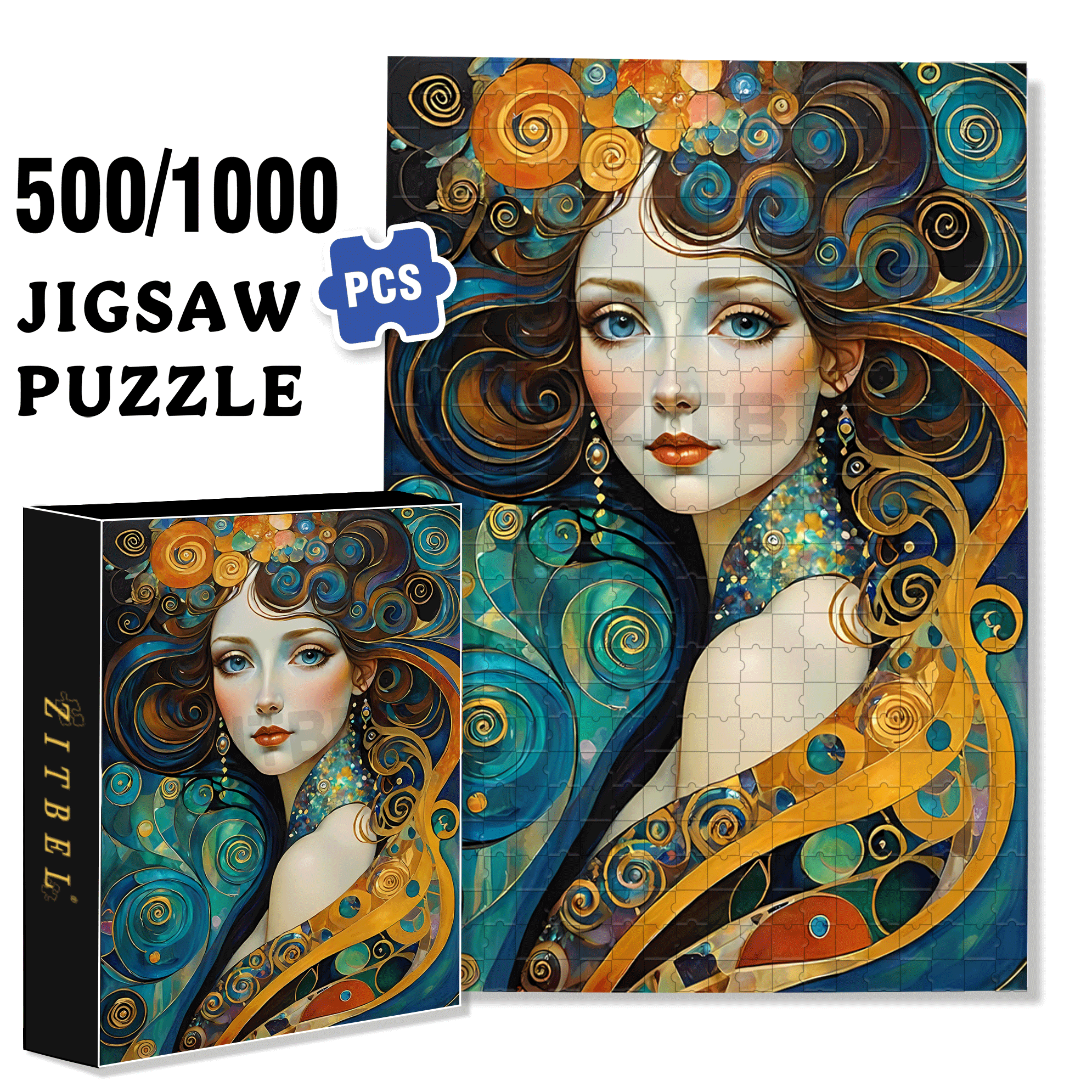 Gilded Vortex 500pcs/1000pcs Jigsaw Puzzle, Scratch-Resistant, Interactive Family Game & Brain-Boosting DIY Decor, Perfect for Halloween, Christmas & New Year Gifts, Family Puzzle Game