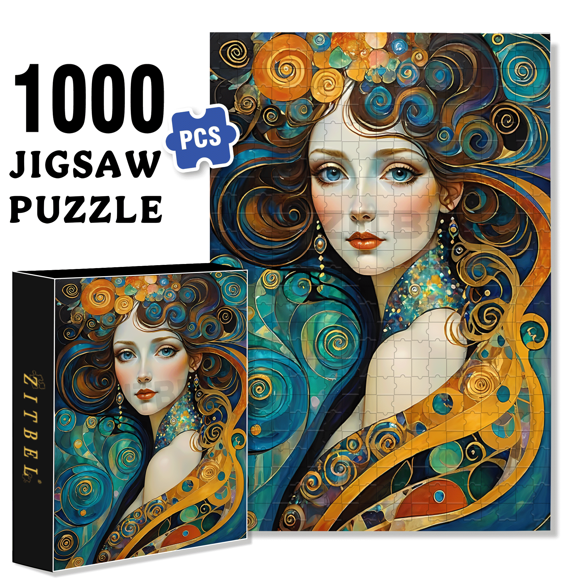 Gilded Vortex 500pcs/1000pcs Jigsaw Puzzle, Scratch-Resistant, Interactive Family Game & Brain-Boosting DIY Decor, Perfect for Halloween, Christmas & New Year Gifts, Family Puzzle Game