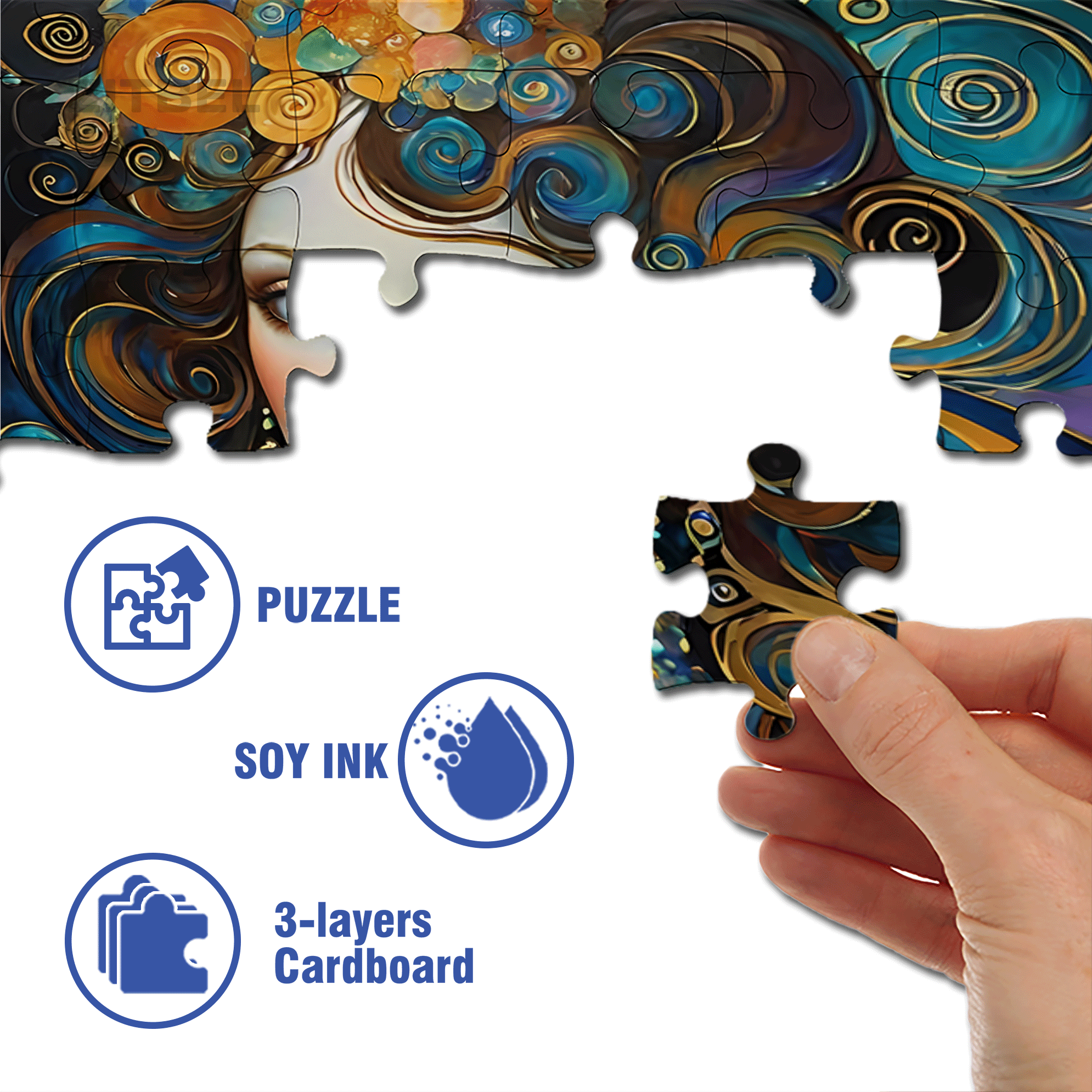 Gilded Vortex 500pcs/1000pcs Jigsaw Puzzle, Scratch-Resistant, Interactive Family Game & Brain-Boosting DIY Decor, Perfect for Halloween, Christmas & New Year Gifts, Family Puzzle Game