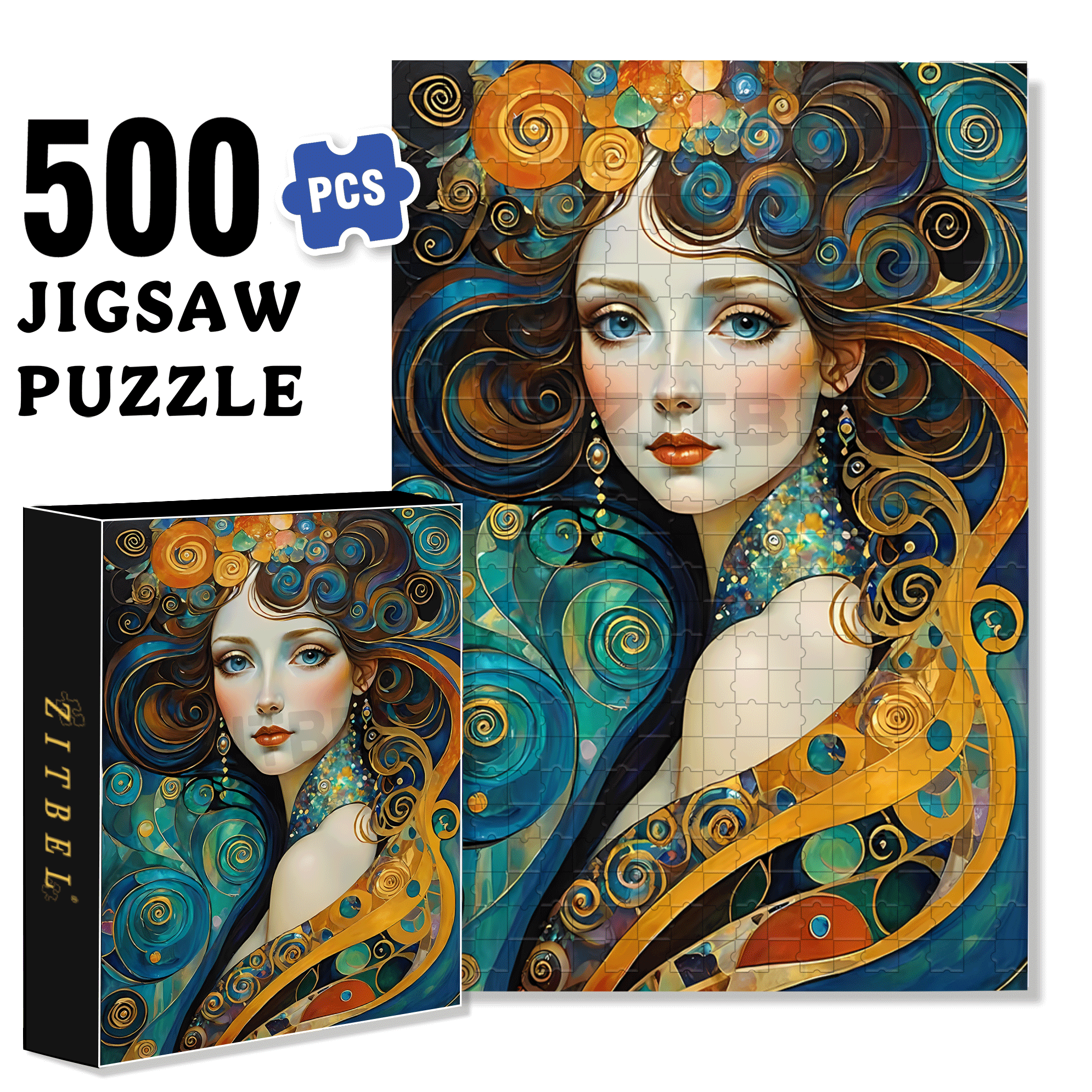 Gilded Vortex 500pcs/1000pcs Jigsaw Puzzle, Scratch-Resistant, Interactive Family Game & Brain-Boosting DIY Decor, Perfect for Halloween, Christmas & New Year Gifts, Family Puzzle Game