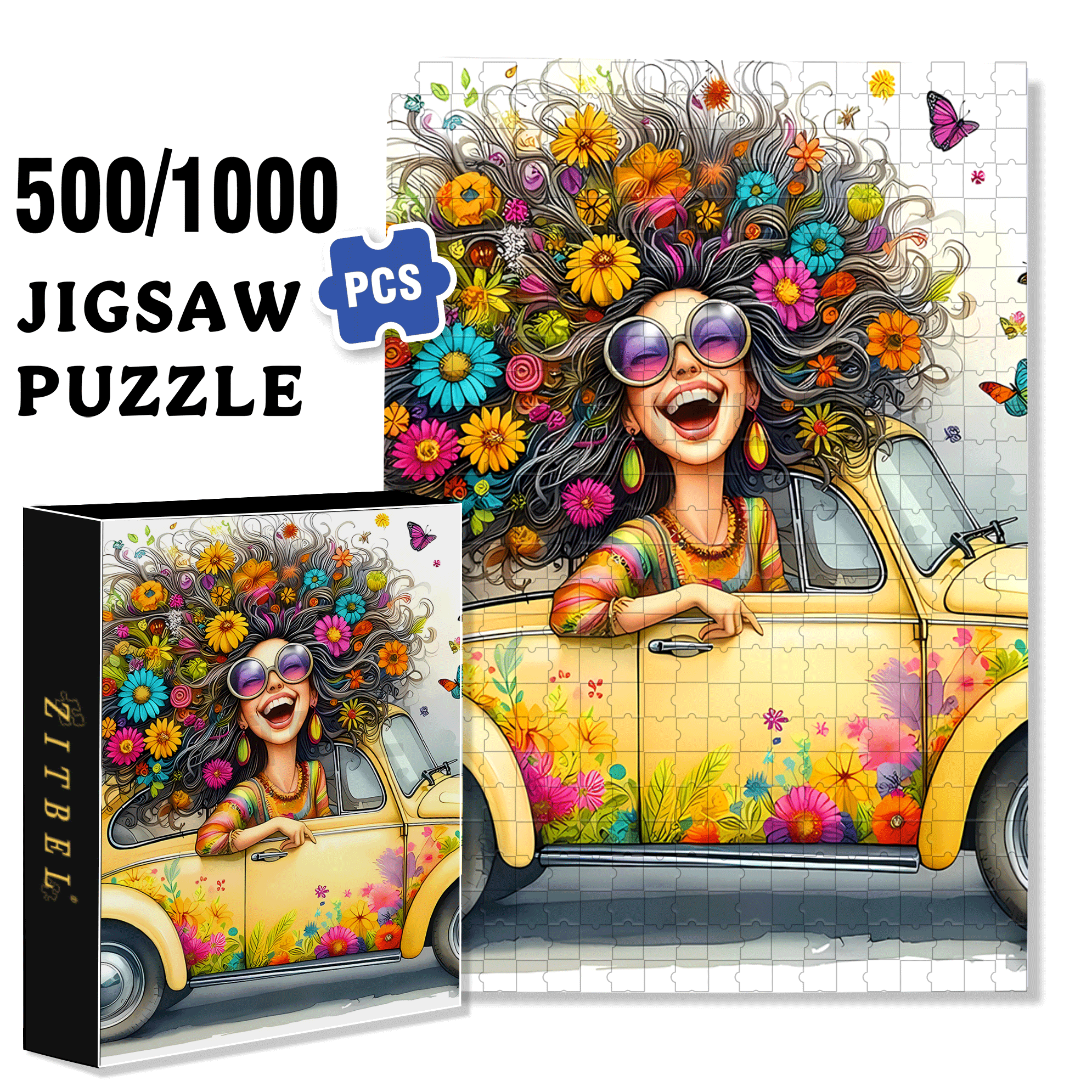 Glamorous Journey 500pcs/1000pcs Jigsaw Puzzle, Scratch-Resistant, Interactive Family Game & Brain-Boosting DIY Decor, Perfect for Halloween, Christmas & New Year Gifts, Family Puzzle Game