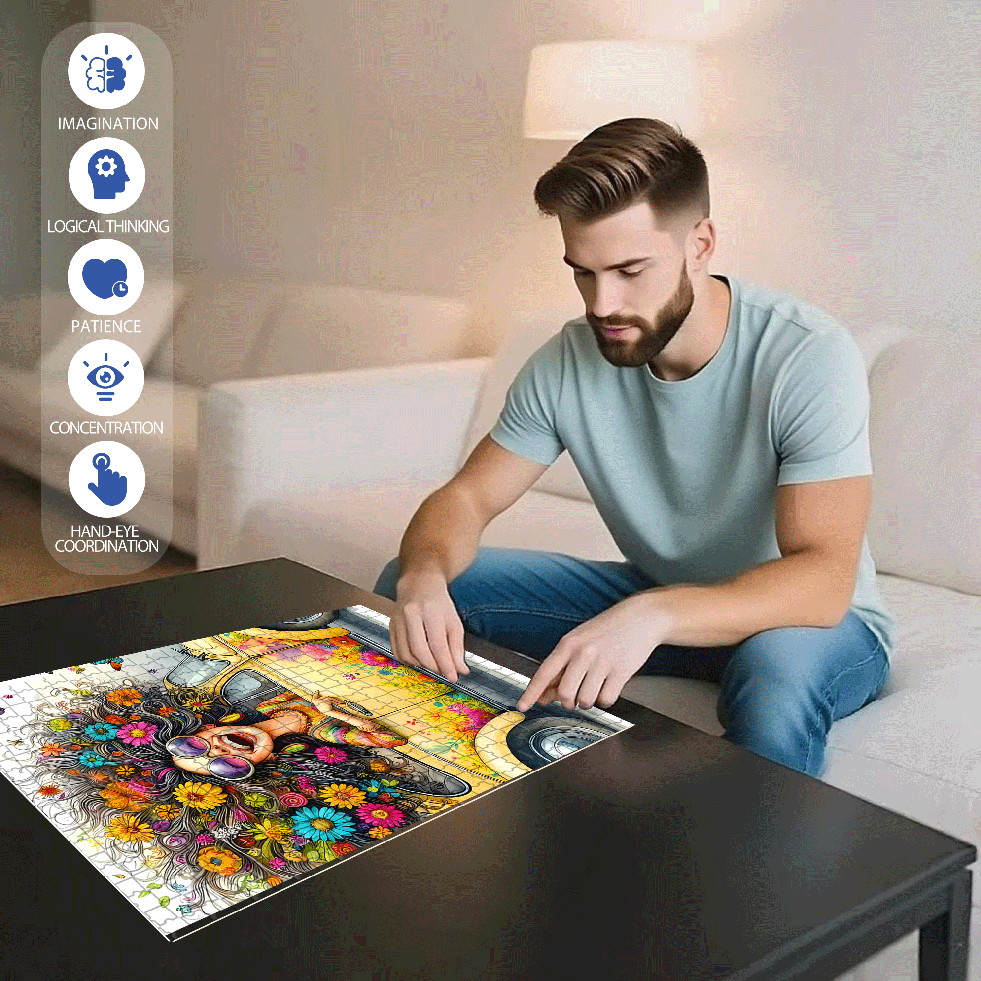 Glamorous Journey 500pcs/1000pcs Jigsaw Puzzle, Scratch-Resistant, Interactive Family Game & Brain-Boosting DIY Decor, Perfect for Halloween, Christmas & New Year Gifts, Family Puzzle Game