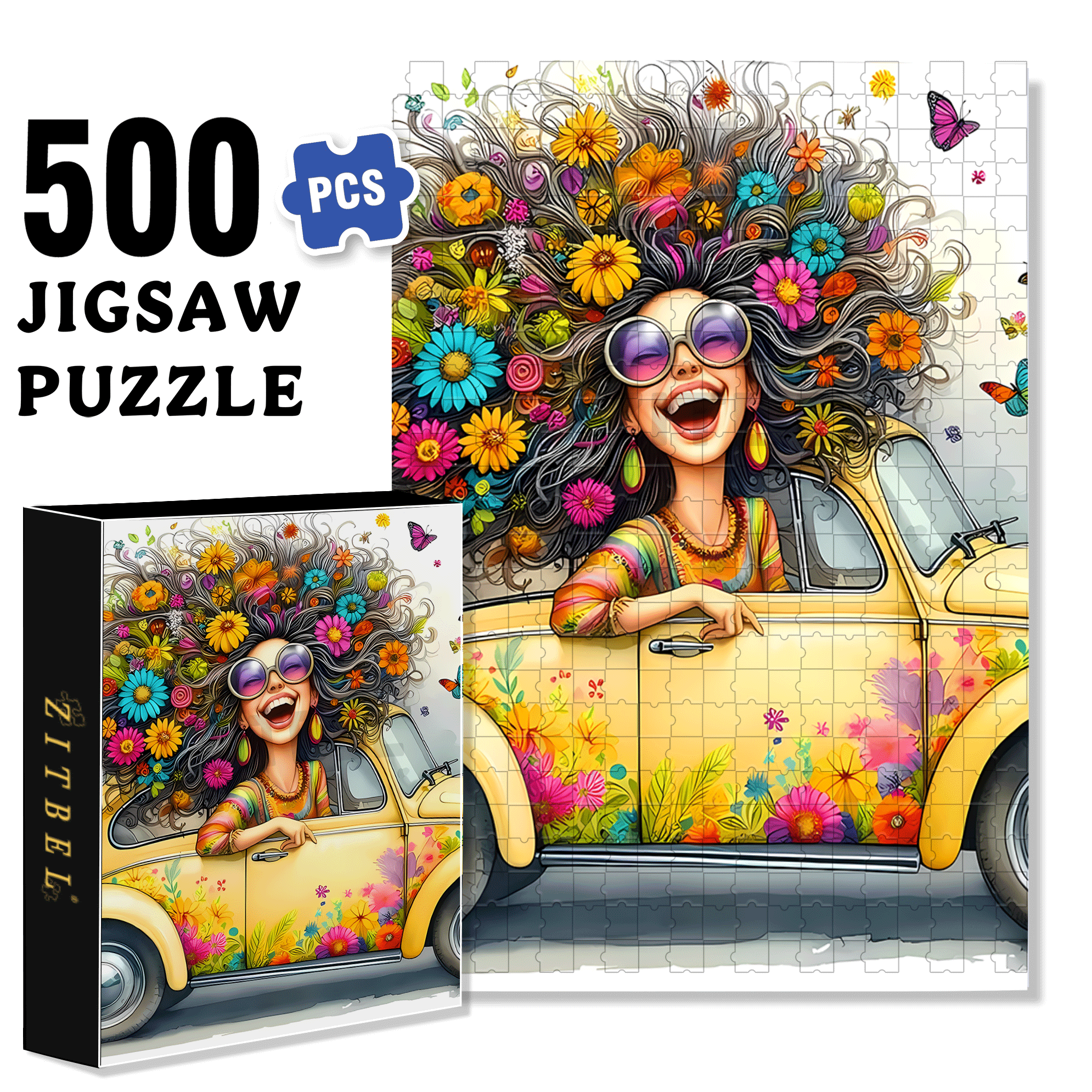 Glamorous Journey 500pcs/1000pcs Jigsaw Puzzle, Scratch-Resistant, Interactive Family Game & Brain-Boosting DIY Decor, Perfect for Halloween, Christmas & New Year Gifts, Family Puzzle Game