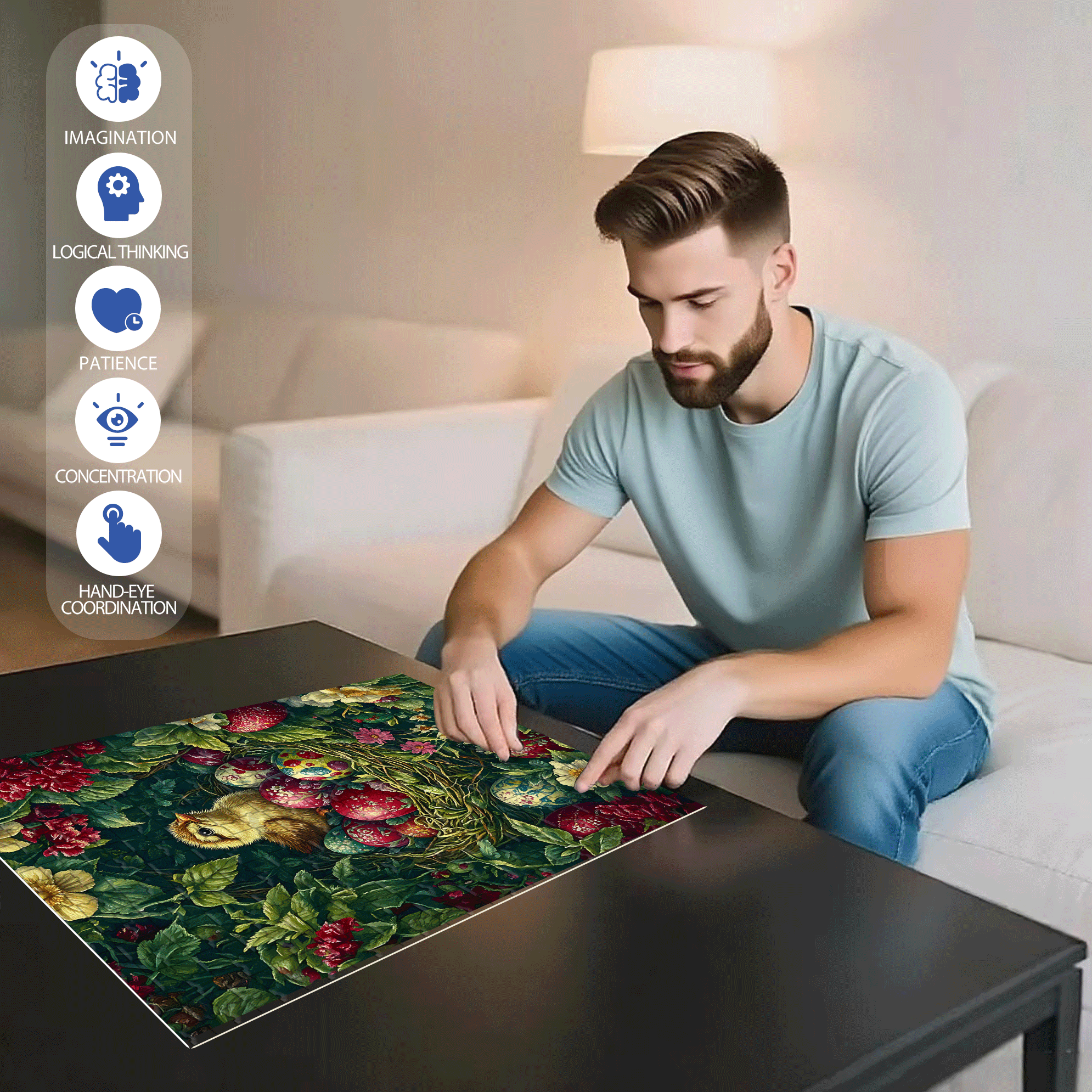 Happy To Be Born 500pcs/1000pcs Jigsaw Puzzle, Scratch-Resistant, Interactive Family Game & Brain-Boosting DIY Decor, Perfect for Halloween, Christmas & New Year Gifts, Family Puzzle Game