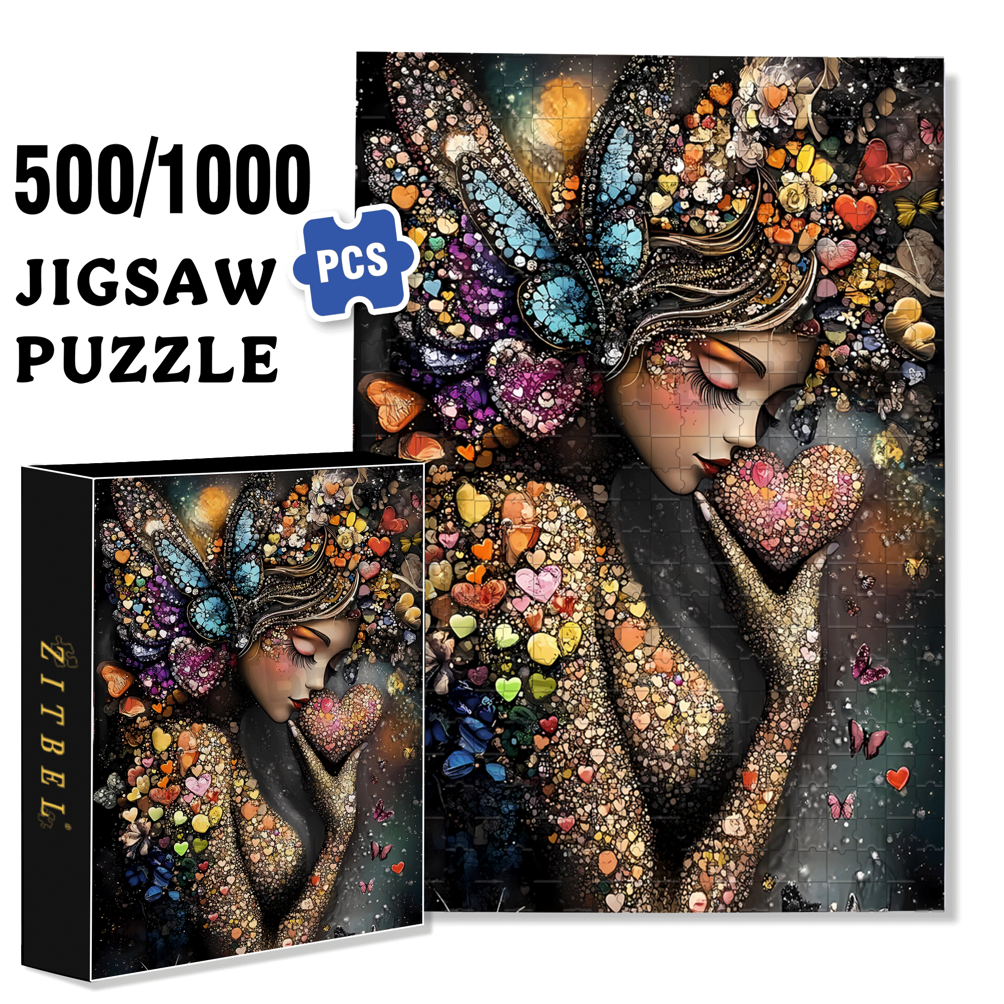 Heart's Whisper 500pcs/1000pcs Jigsaw Puzzle, Scratch-Resistant, Interactive Family Game & Brain-Boosting DIY Decor, Perfect for Halloween, Christmas & New Year Gifts, Family Puzzle Game