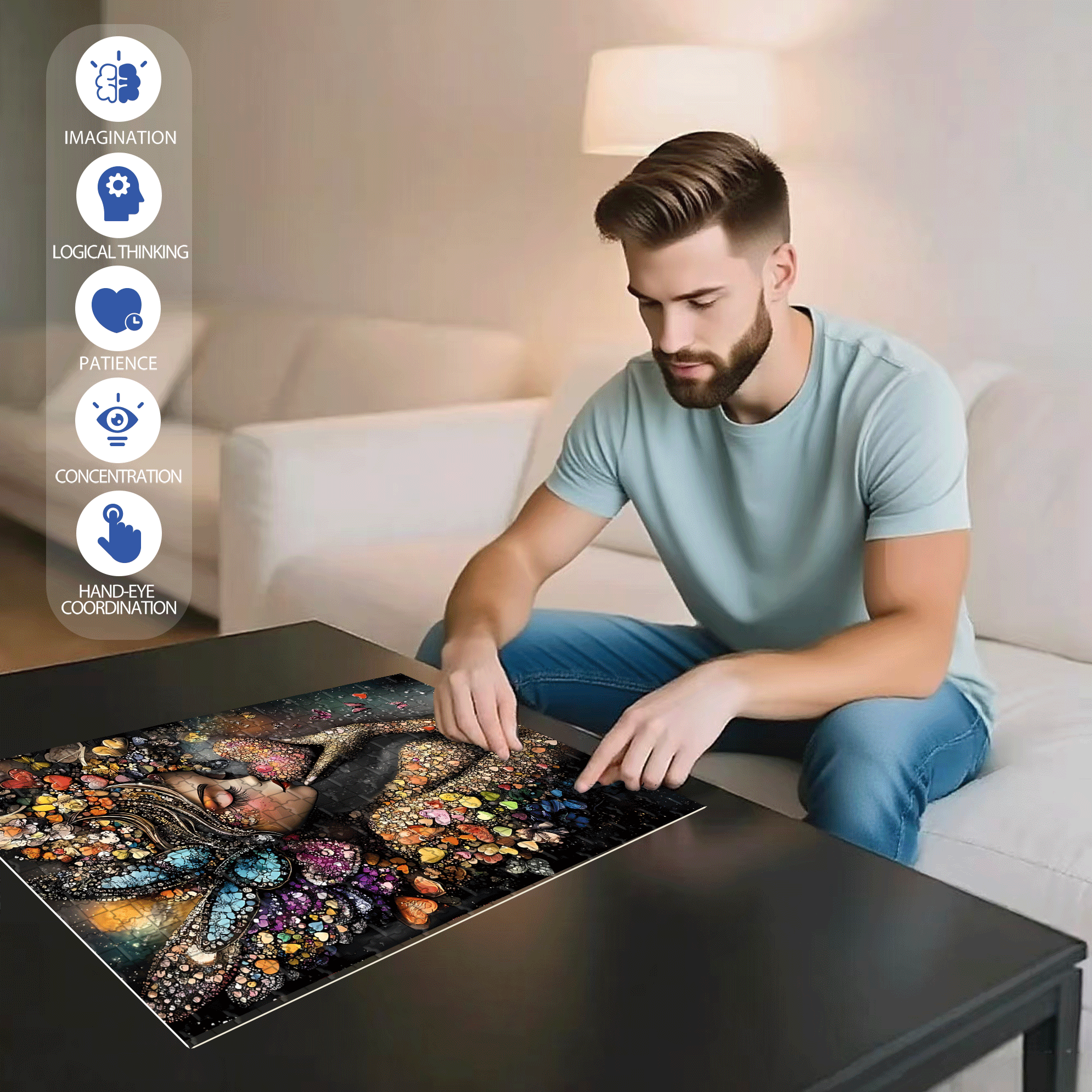 Heart's Whisper 500pcs/1000pcs Jigsaw Puzzle, Scratch-Resistant, Interactive Family Game & Brain-Boosting DIY Decor, Perfect for Halloween, Christmas & New Year Gifts, Family Puzzle Game