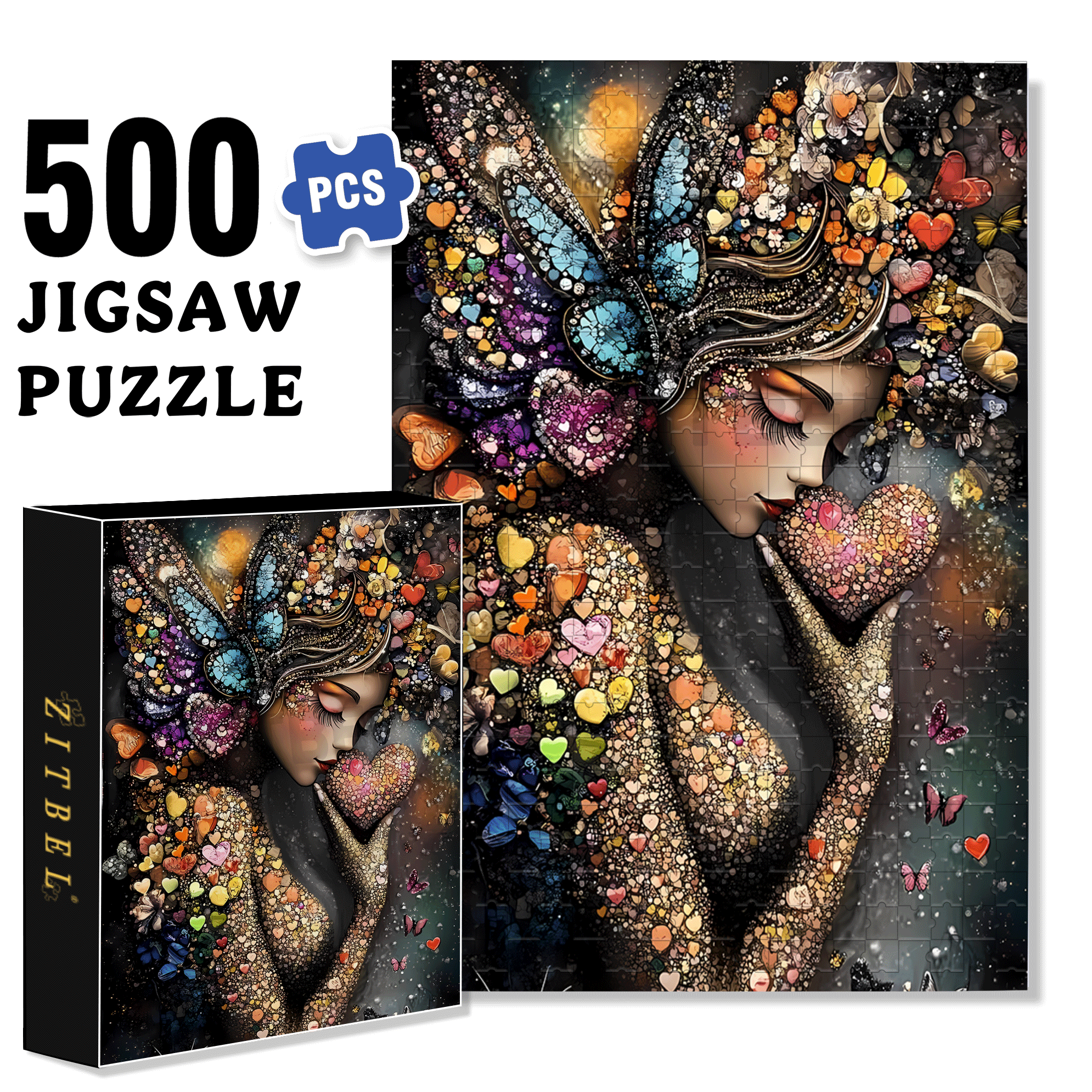 Heart's Whisper 500pcs/1000pcs Jigsaw Puzzle, Scratch-Resistant, Interactive Family Game & Brain-Boosting DIY Decor, Perfect for Halloween, Christmas & New Year Gifts, Family Puzzle Game