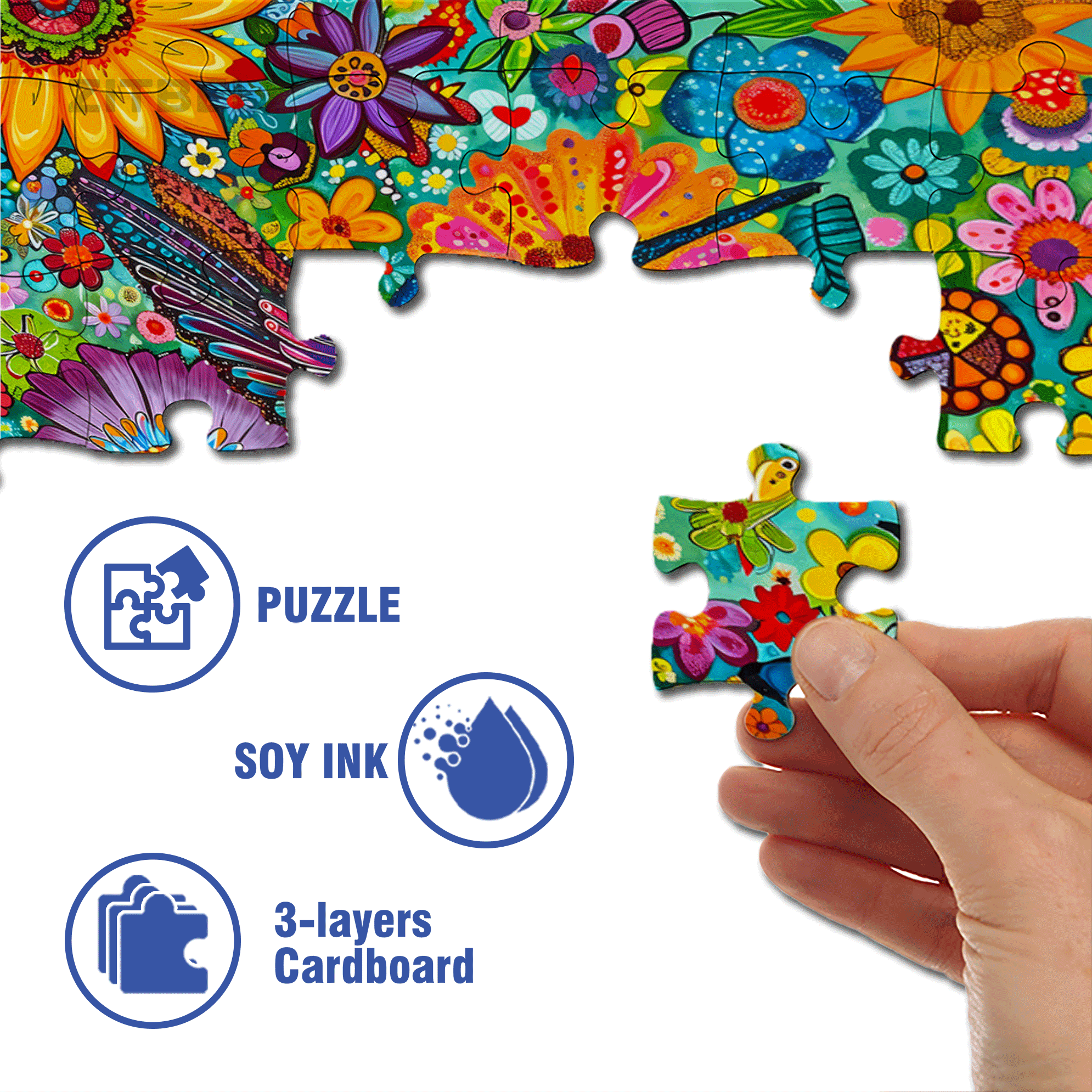 Hummingbird Flower Bed 500pcs/1000pcs Jigsaw Puzzle, Scratch-Resistant, Interactive Family Game & Brain-Boosting DIY Decor, Perfect for Halloween, Christmas & New Year Gifts, Family Puzzle Game
