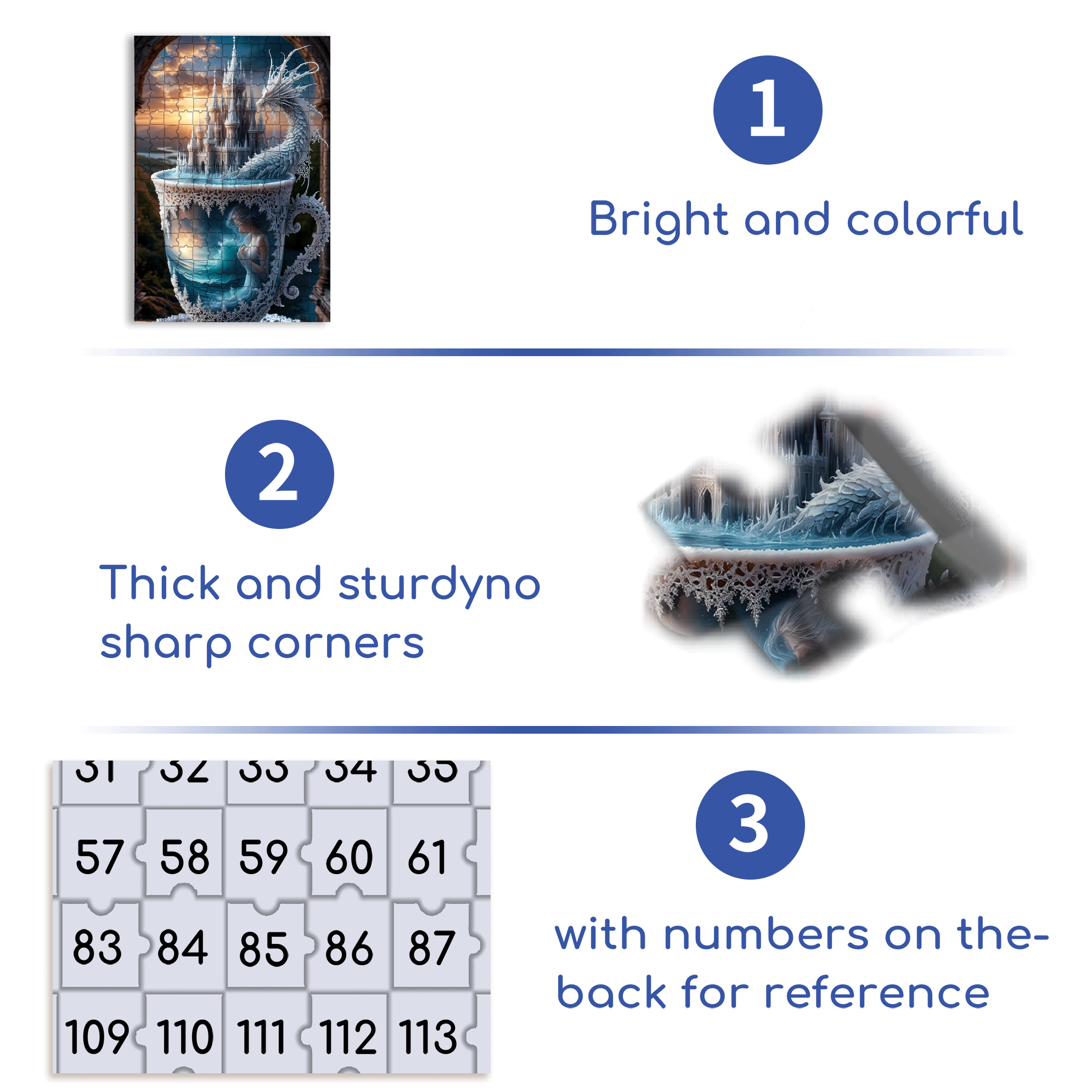 Ice Dragon and Castle 500pcs/1000pcs Jigsaw Puzzle, Scratch-Resistant, Interactive Family Game & Brain-Boosting DIY Decor, Perfect for Halloween, Christmas & New Year Gifts, Family Puzzle Game