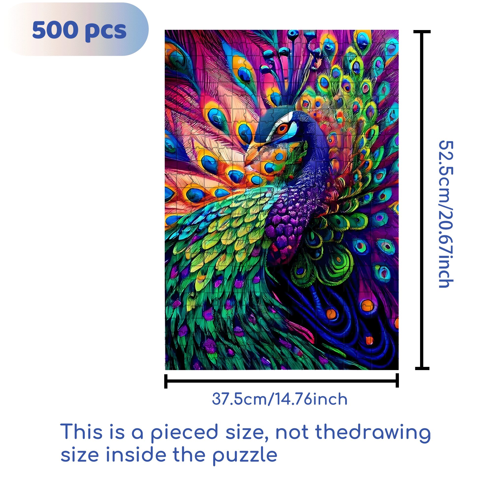 Iridescent Feather Coat 500pcs/1000pcs Jigsaw Puzzle, Scratch-Resistant, Interactive Family Game & Brain-Boosting DIY Decor, Perfect for Halloween, Christmas & New Year Gifts, Family Puzzle Game