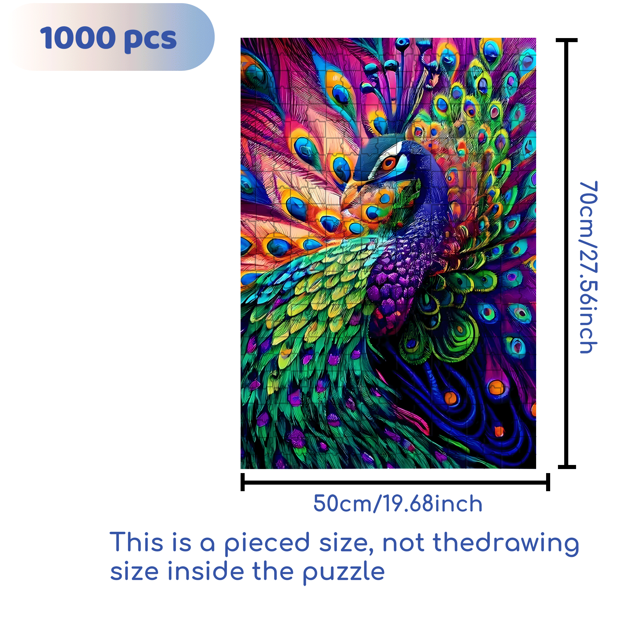 Iridescent Feather Coat 500pcs/1000pcs Jigsaw Puzzle, Scratch-Resistant, Interactive Family Game & Brain-Boosting DIY Decor, Perfect for Halloween, Christmas & New Year Gifts, Family Puzzle Game