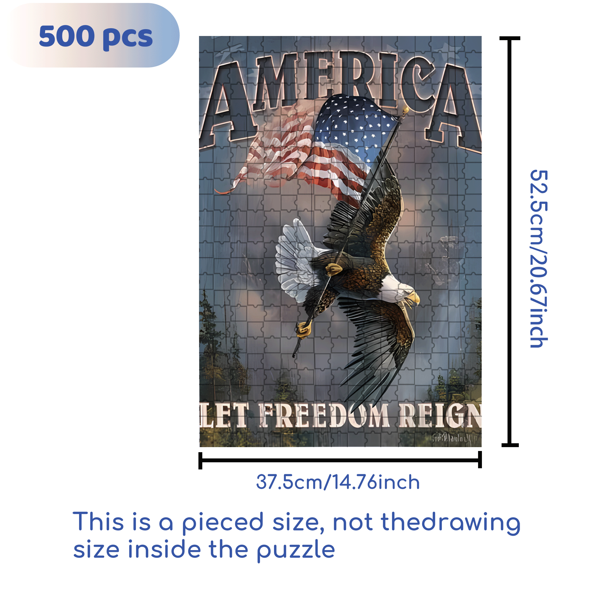 Let Freedom Reign 500pcs/1000pcs Jigsaw Puzzle, Scratch-Resistant, Interactive Family Game & Brain-Boosting DIY Decor, Perfect for Halloween, Christmas & New Year Gifts, Family Puzzle Game