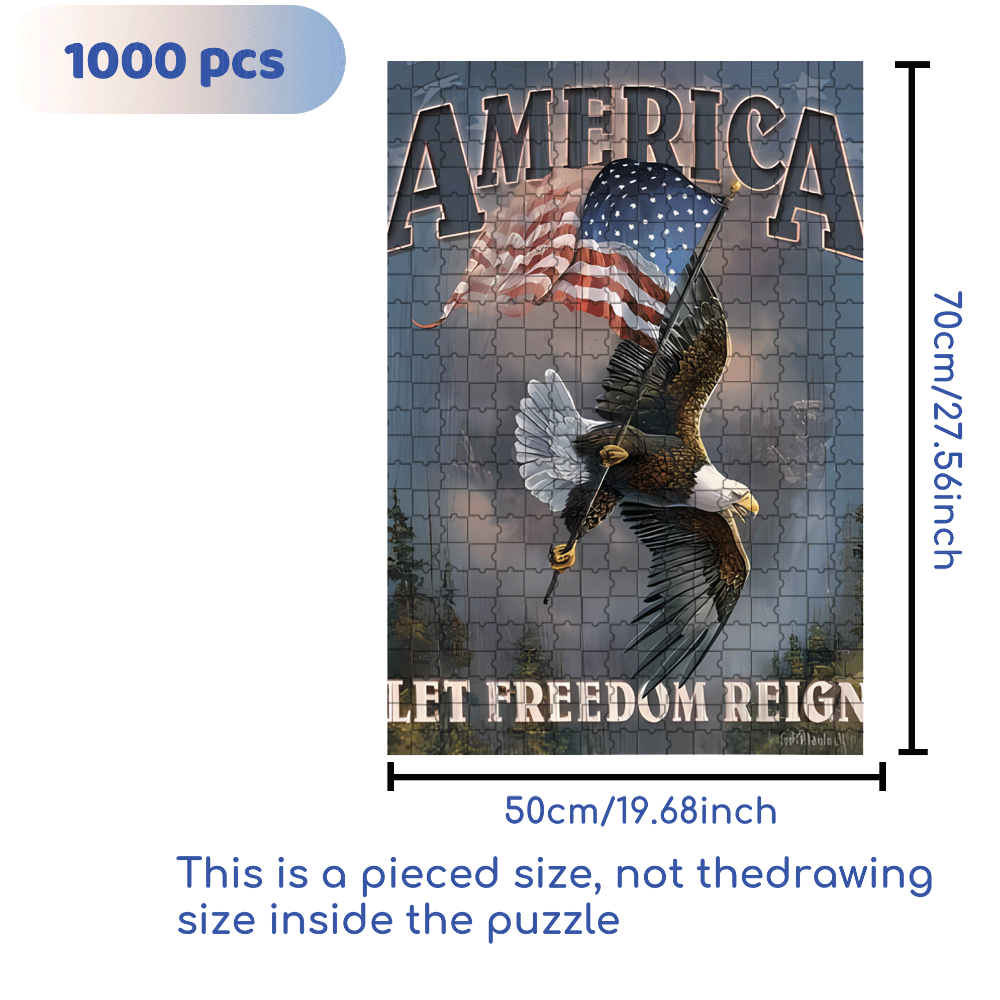 Let Freedom Reign 500pcs/1000pcs Jigsaw Puzzle, Scratch-Resistant, Interactive Family Game & Brain-Boosting DIY Decor, Perfect for Halloween, Christmas & New Year Gifts, Family Puzzle Game