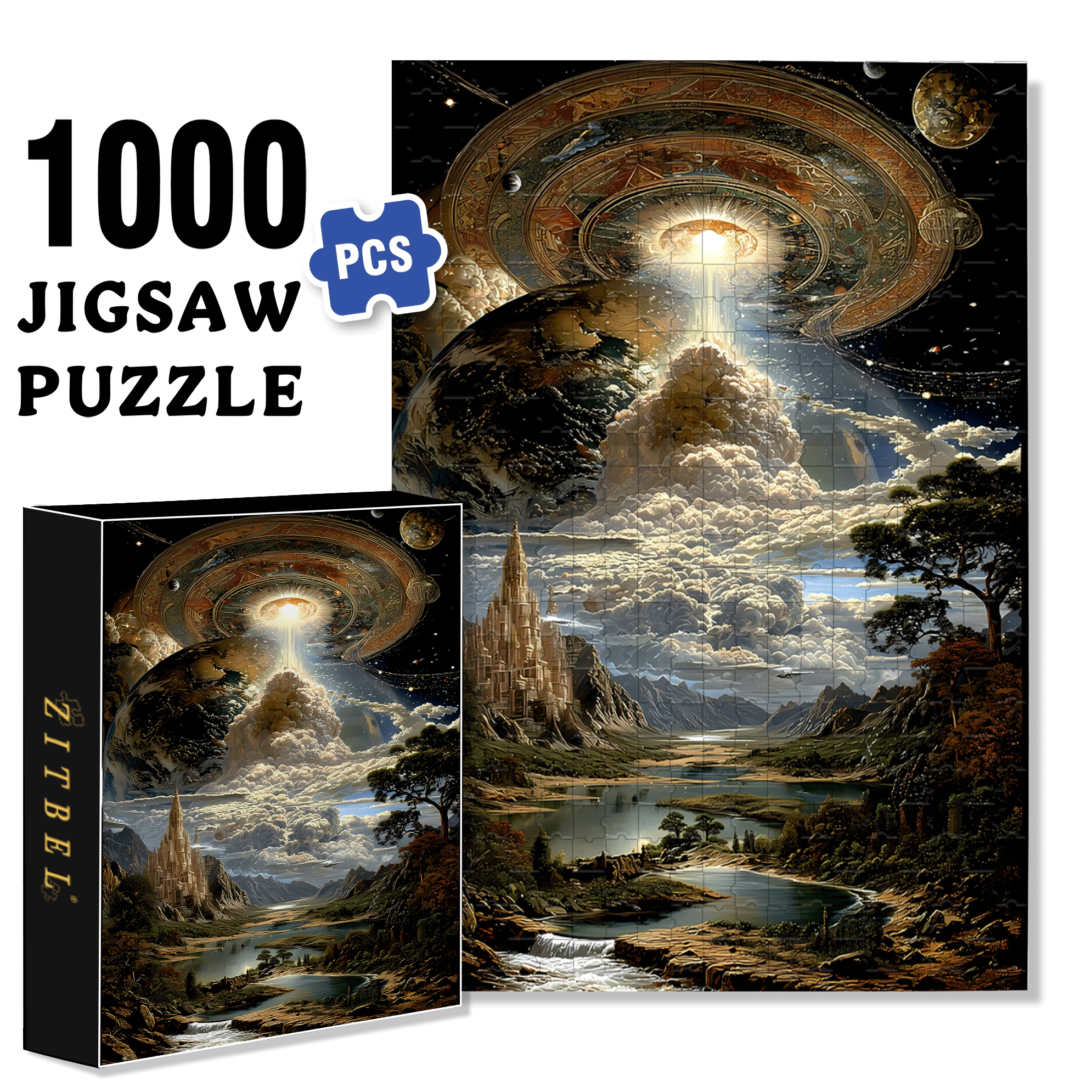 Light of Creation 500pcs/1000pcs Jigsaw Puzzle, Scratch-Resistant, Interactive Family Game & Brain-Boosting DIY Decor, Perfect for Halloween, Christmas & New Year Gifts, Family Puzzle Game