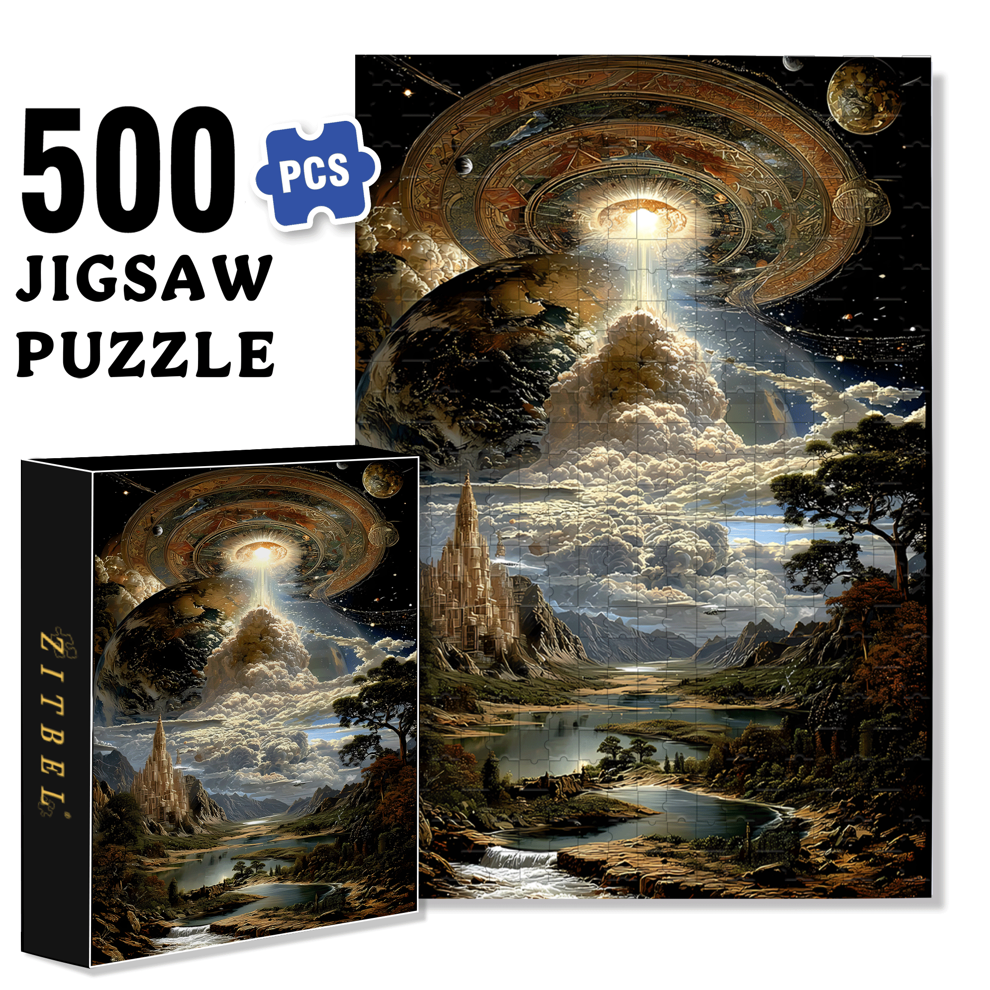 Light of Creation 500pcs/1000pcs Jigsaw Puzzle, Scratch-Resistant, Interactive Family Game & Brain-Boosting DIY Decor, Perfect for Halloween, Christmas & New Year Gifts, Family Puzzle Game