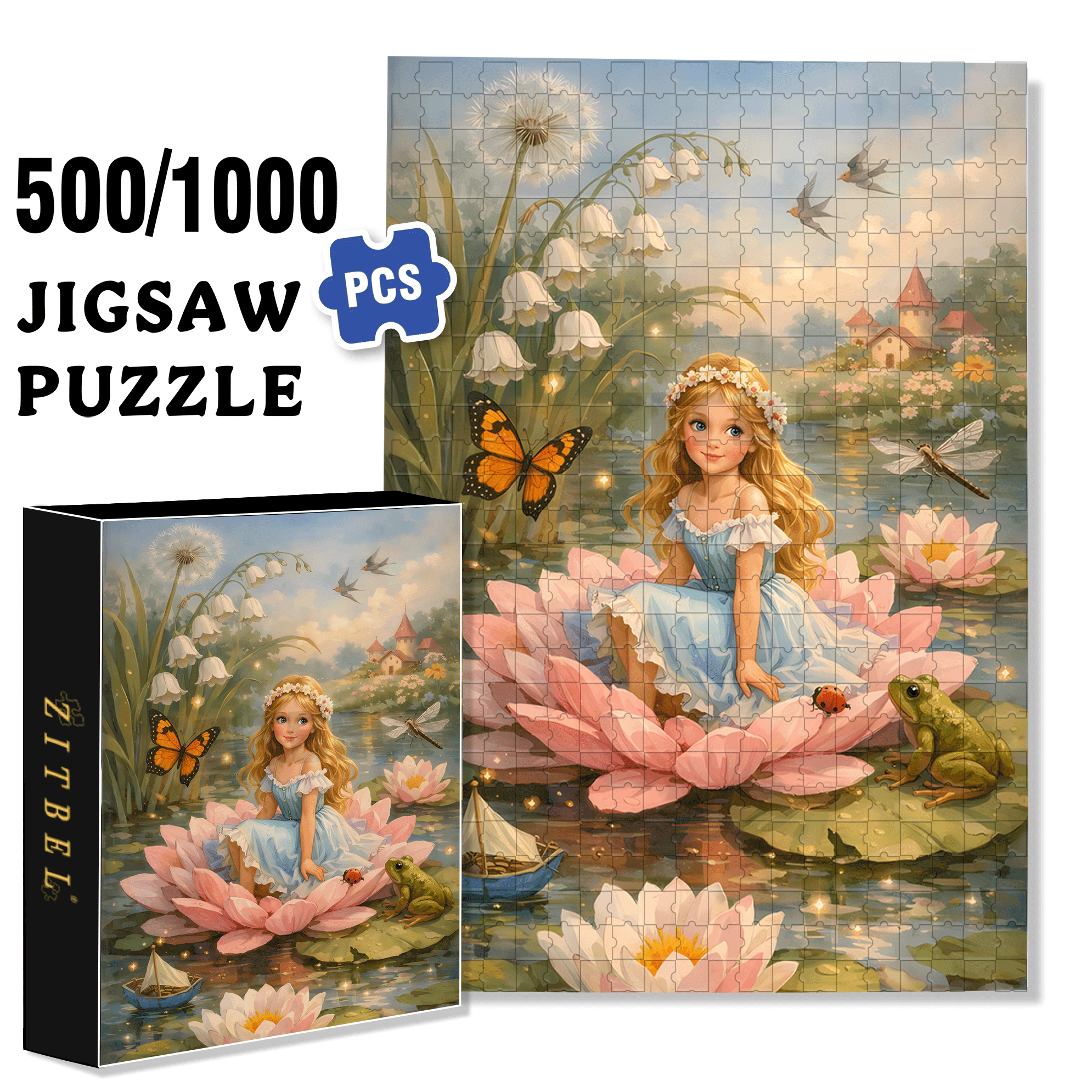 Lotus Maiden 500pcs/1000pcs Jigsaw Puzzle, Scratch-Resistant, Interactive Family Game & Brain-Boosting DIY Decor, Perfect for Halloween, Christmas & New Year Gifts, Family Puzzle Game