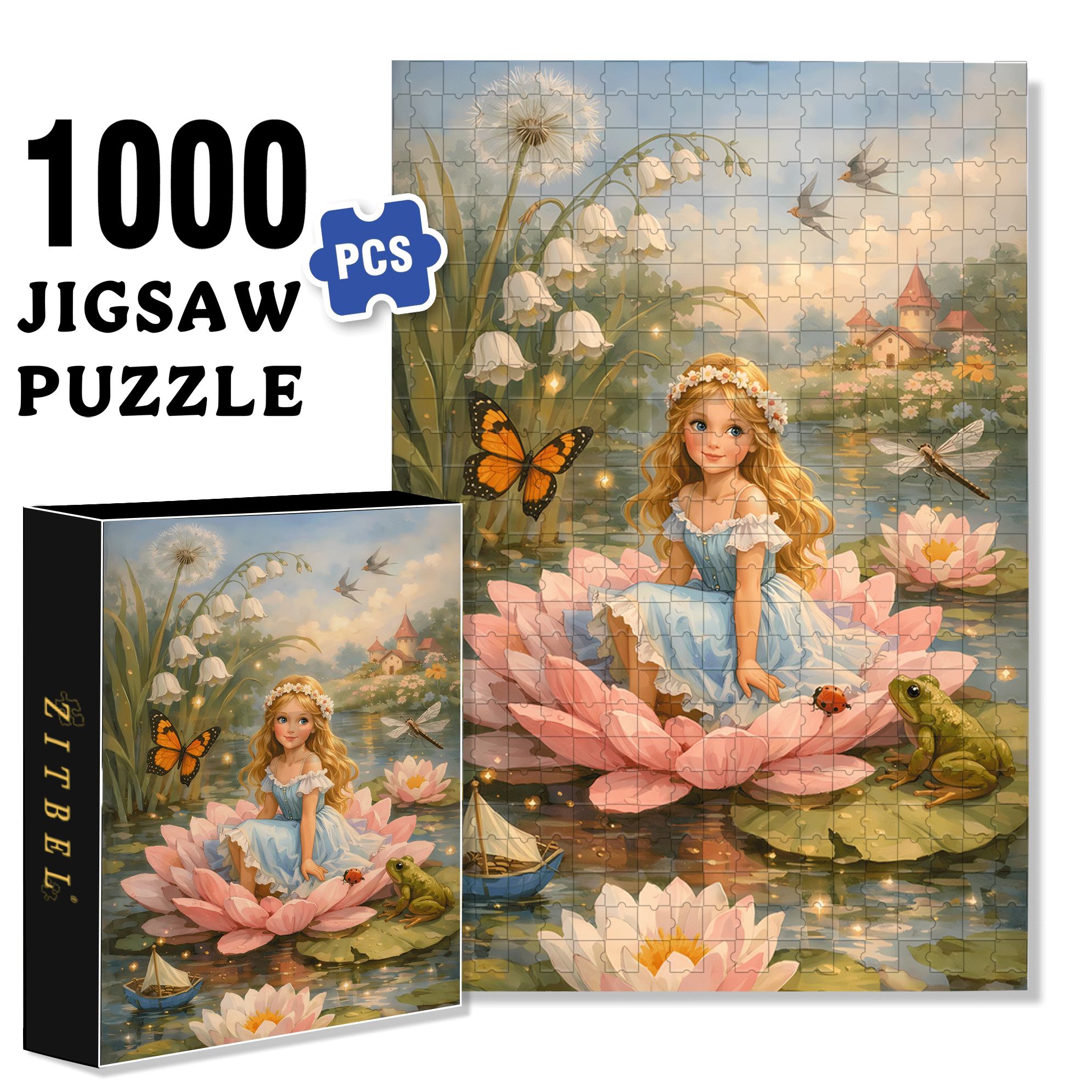 Lotus Maiden 500pcs/1000pcs Jigsaw Puzzle, Scratch-Resistant, Interactive Family Game & Brain-Boosting DIY Decor, Perfect for Halloween, Christmas & New Year Gifts, Family Puzzle Game
