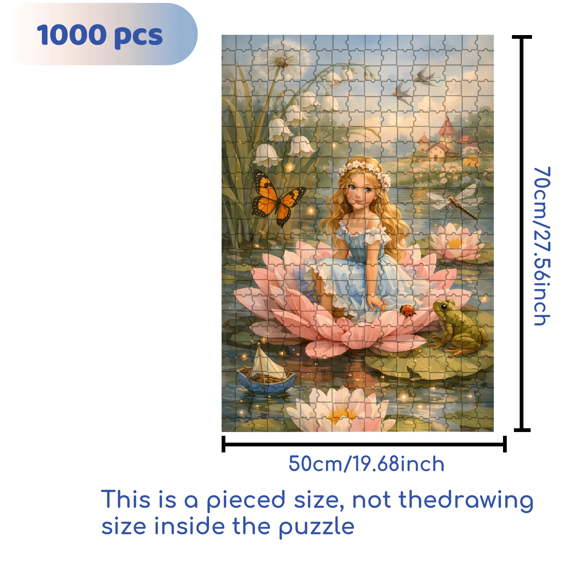 Lotus Maiden 500pcs/1000pcs Jigsaw Puzzle, Scratch-Resistant, Interactive Family Game & Brain-Boosting DIY Decor, Perfect for Halloween, Christmas & New Year Gifts, Family Puzzle Game