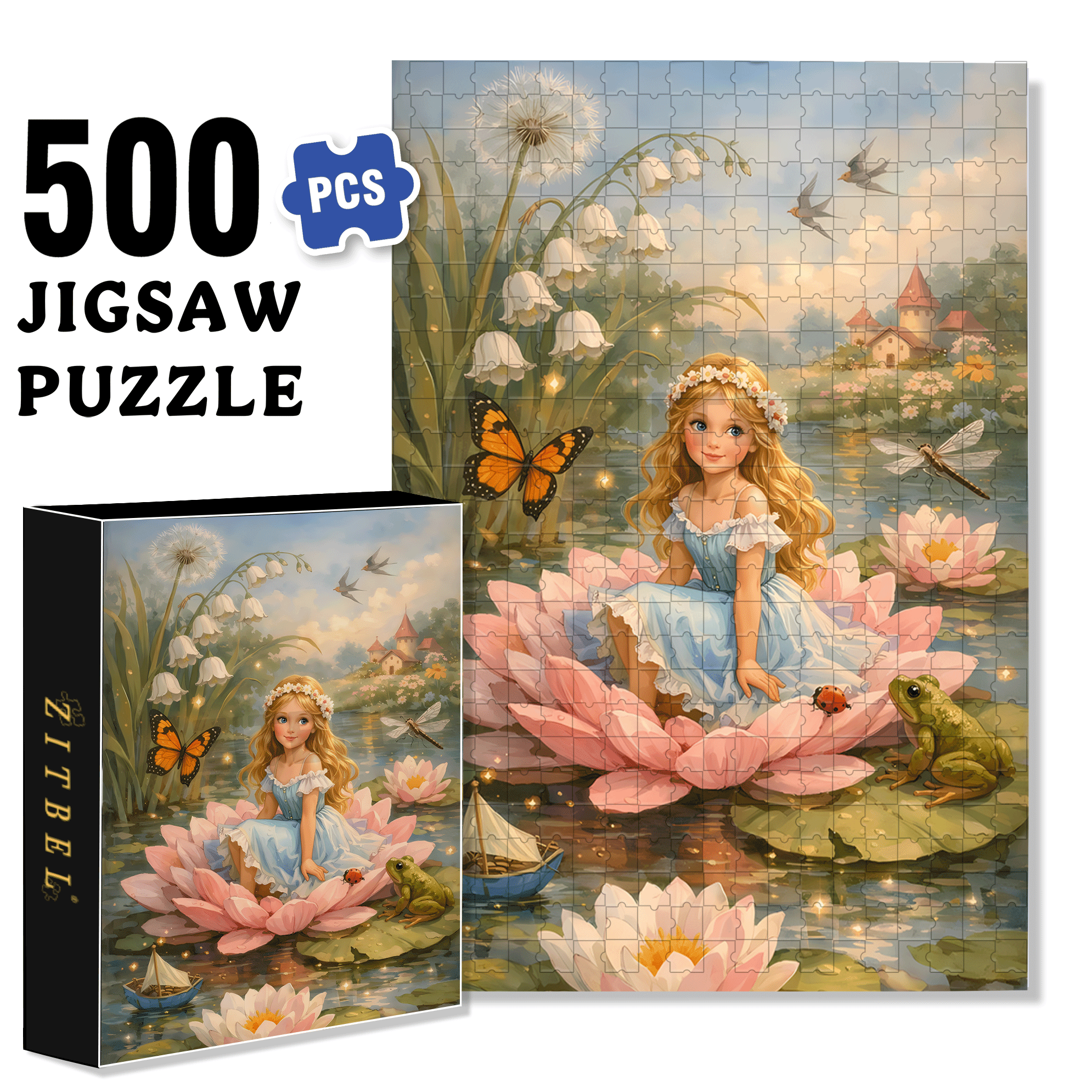 Lotus Maiden 500pcs/1000pcs Jigsaw Puzzle, Scratch-Resistant, Interactive Family Game & Brain-Boosting DIY Decor, Perfect for Halloween, Christmas & New Year Gifts, Family Puzzle Game
