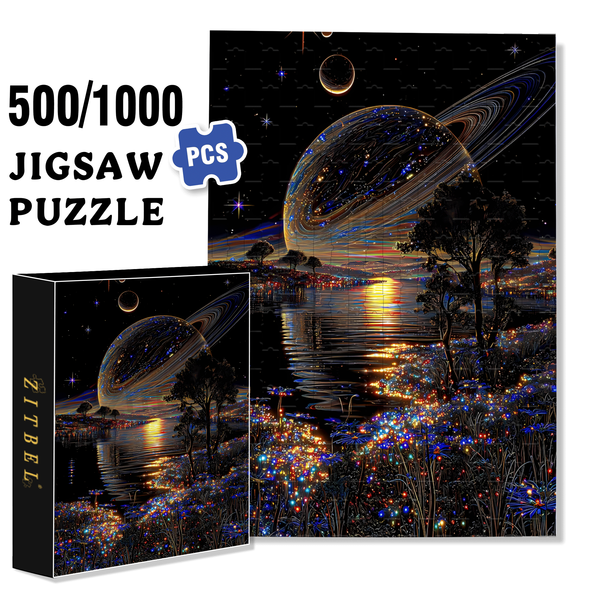 Milky Way Reflection 500pcs/1000pcs Jigsaw Puzzle, Scratch-Resistant, Interactive Family Game & Brain-Boosting DIY Decor, Perfect for Halloween, Christmas & New Year Gifts, Family Puzzle Game