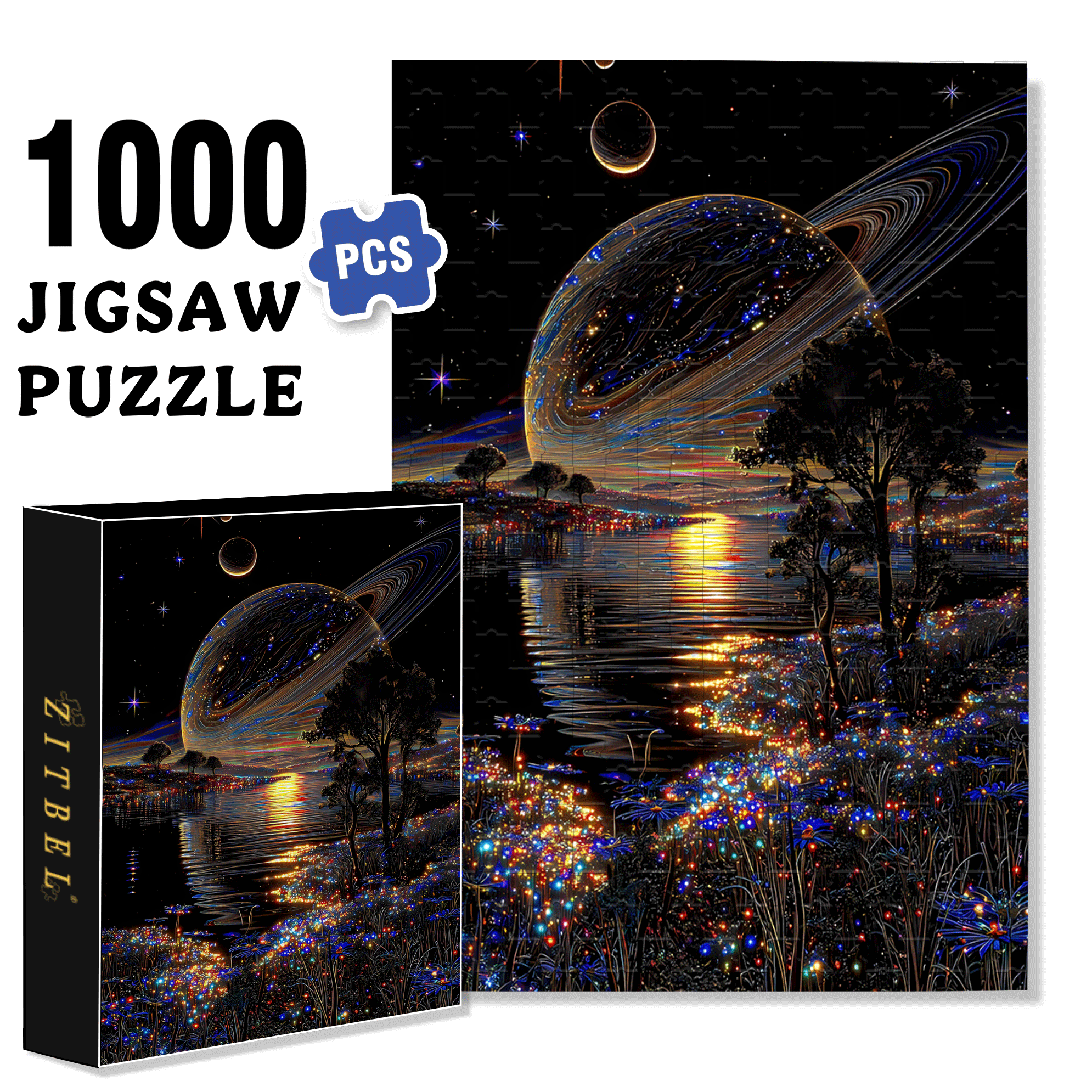 Milky Way Reflection 500pcs/1000pcs Jigsaw Puzzle, Scratch-Resistant, Interactive Family Game & Brain-Boosting DIY Decor, Perfect for Halloween, Christmas & New Year Gifts, Family Puzzle Game