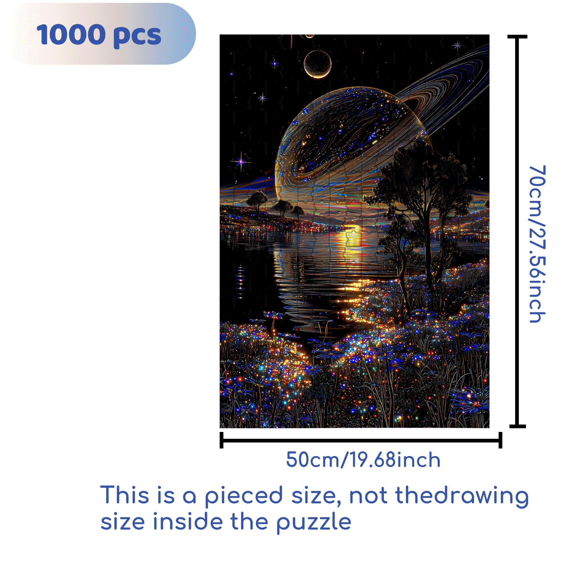 Milky Way Reflection 500pcs/1000pcs Jigsaw Puzzle, Scratch-Resistant, Interactive Family Game & Brain-Boosting DIY Decor, Perfect for Halloween, Christmas & New Year Gifts, Family Puzzle Game