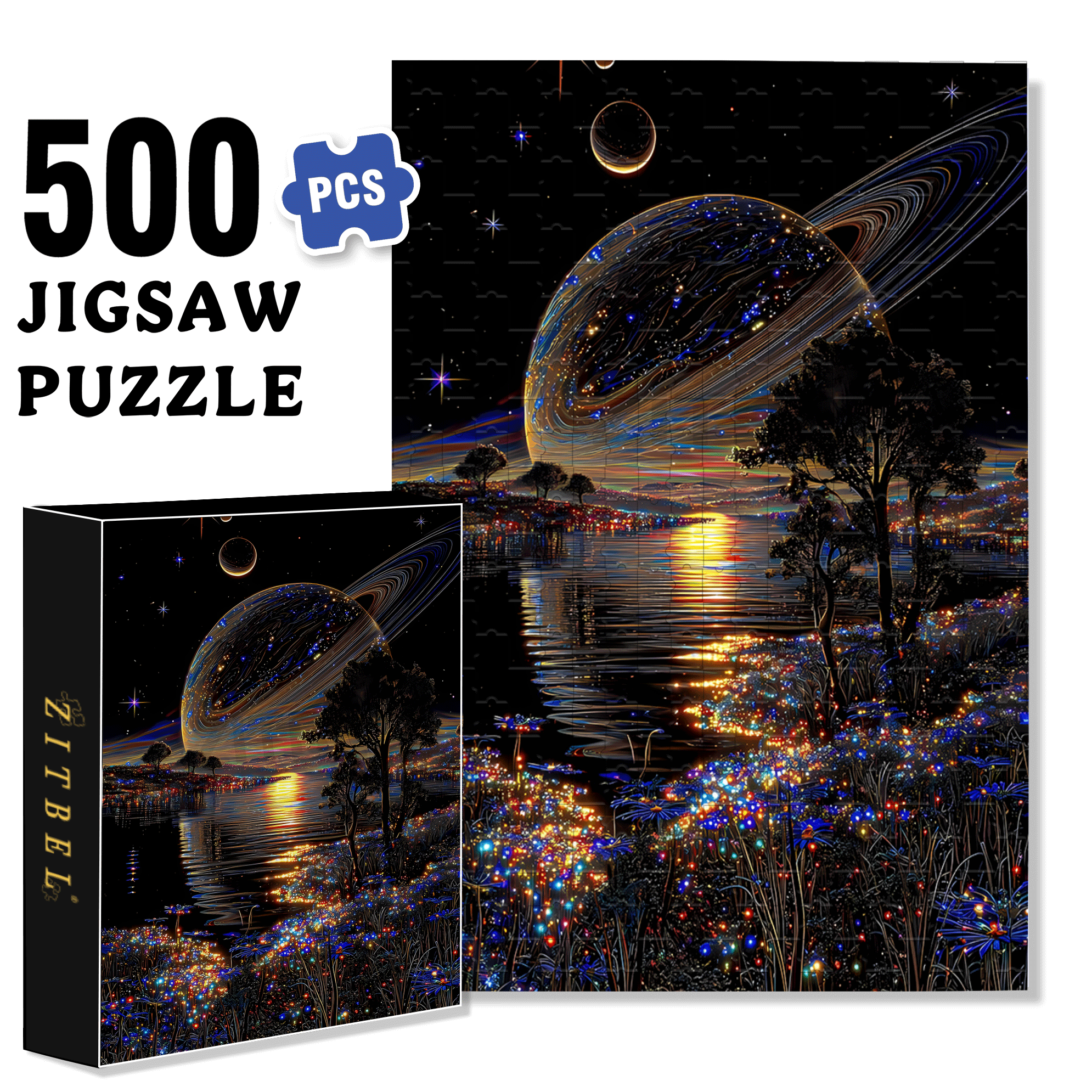Milky Way Reflection 500pcs/1000pcs Jigsaw Puzzle, Scratch-Resistant, Interactive Family Game & Brain-Boosting DIY Decor, Perfect for Halloween, Christmas & New Year Gifts, Family Puzzle Game