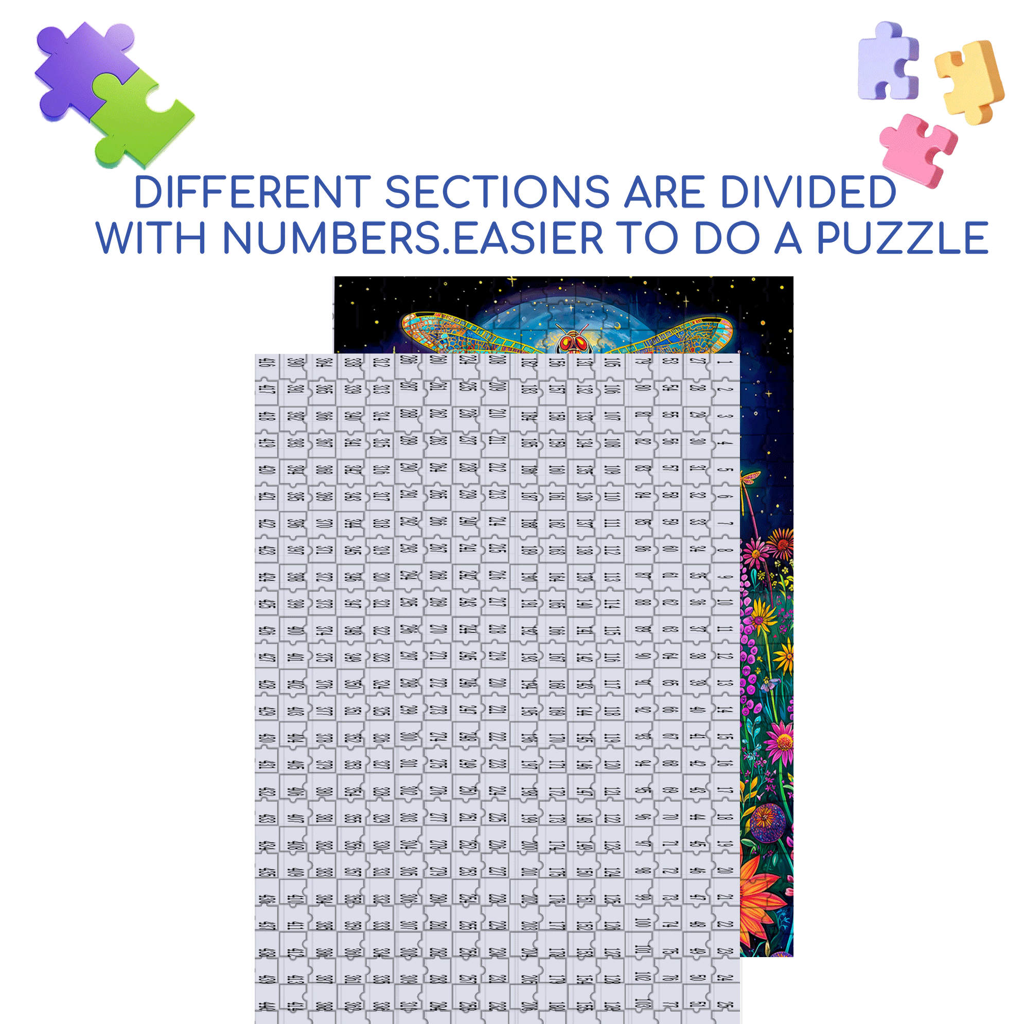 Moonlight Dragonfly 500pcs/1000pcs Jigsaw Puzzle, Scratch-Resistant, Interactive Family Game & Brain-Boosting DIY Decor, Perfect for Halloween, Christmas & New Year Gifts, Family Puzzle Game