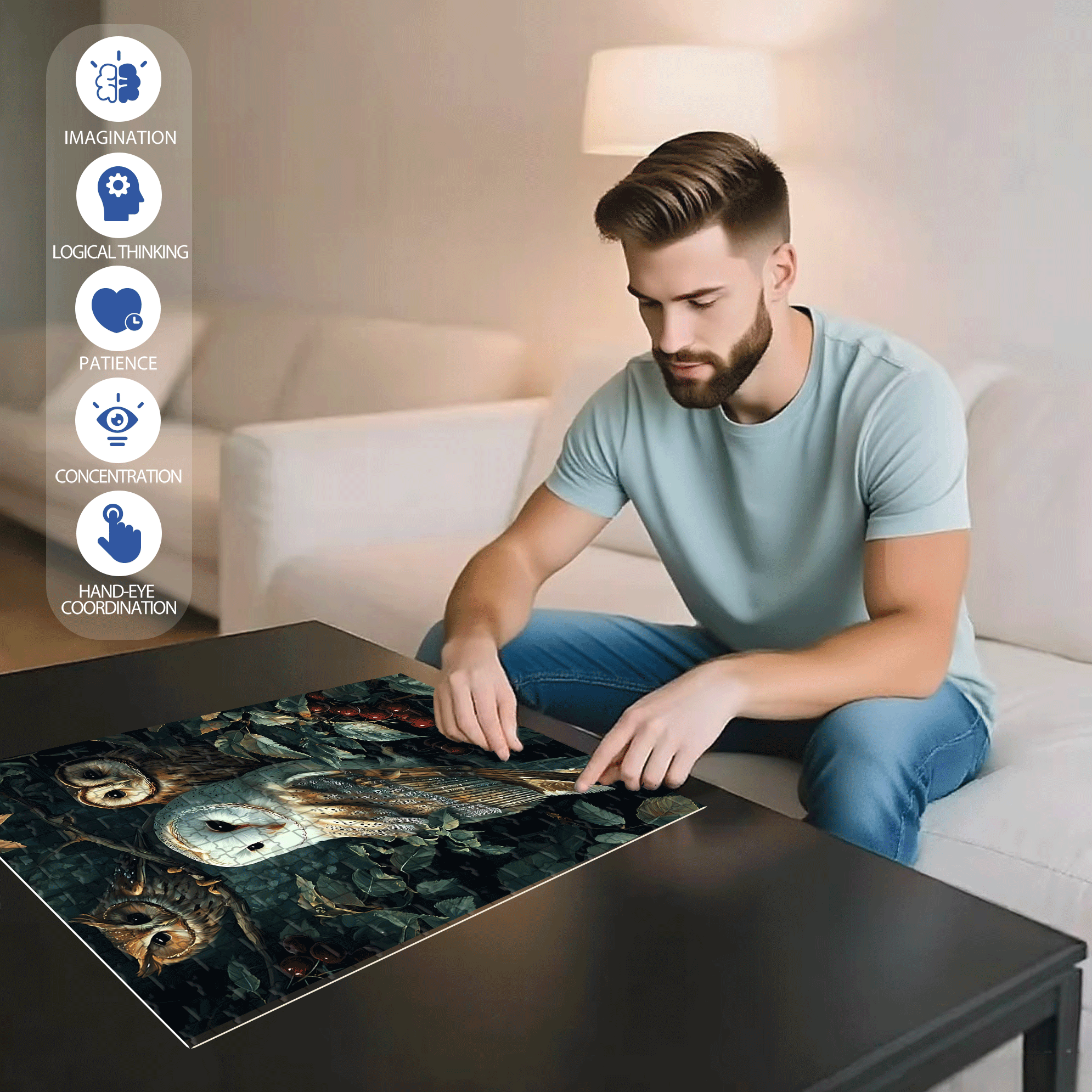 Night Watchman in the Forest 500pcs/1000pcs Jigsaw Puzzle, Scratch-Resistant, Interactive Family Game & Brain-Boosting DIY Decor, Perfect for Halloween, Christmas & New Year Gifts, Family Puzzle Game