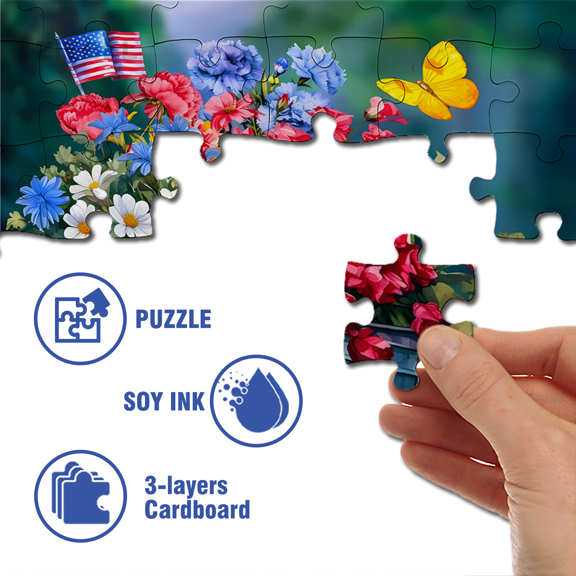 Patriotic Summer Picnic 500pcs/1000pcs Jigsaw Puzzle, Scratch-Resistant, Interactive Family Game & Brain-Boosting DIY Decor, Perfect for Halloween, Christmas & New Year Gifts, Family Puzzle Game