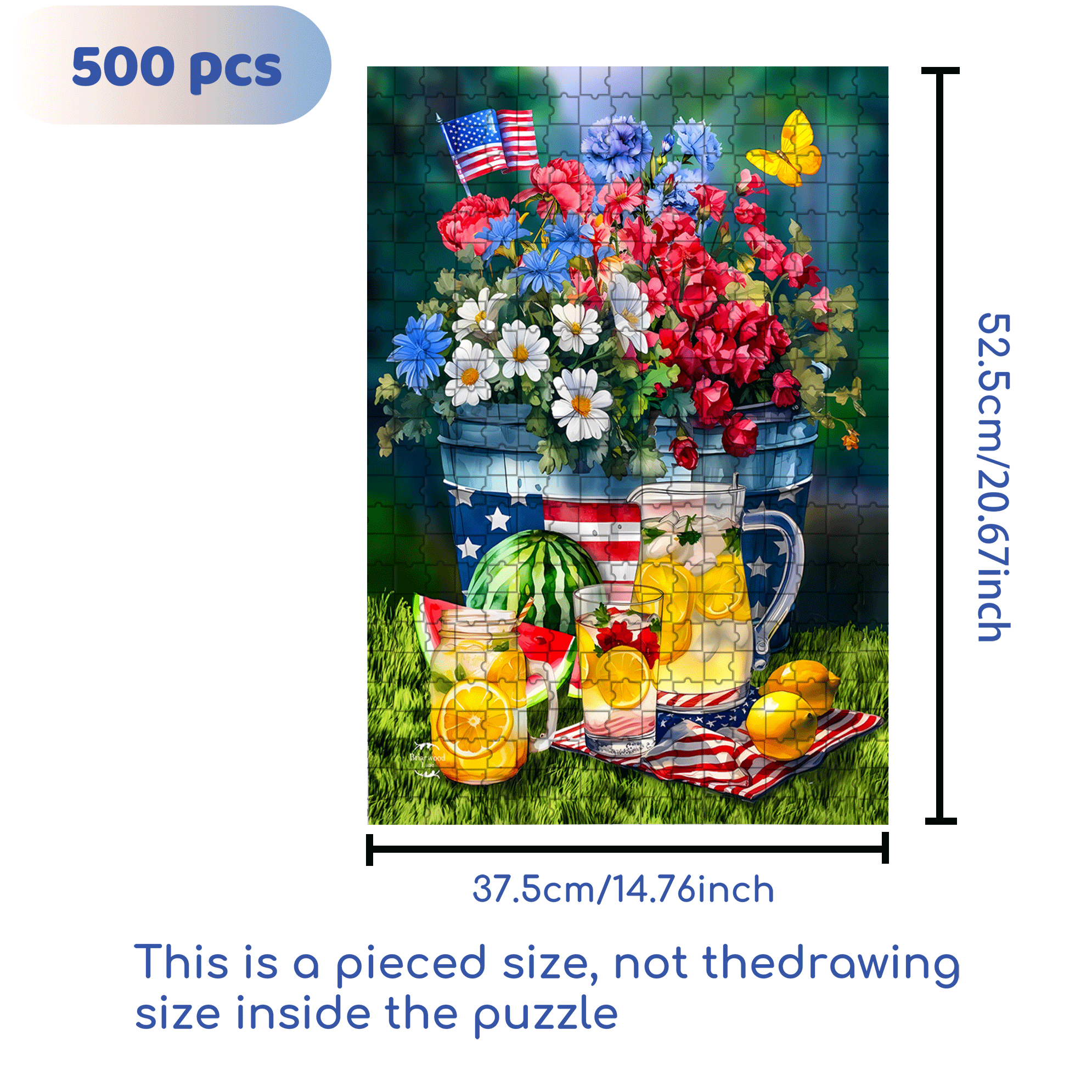 Patriotic Summer Picnic 500pcs/1000pcs Jigsaw Puzzle, Scratch-Resistant, Interactive Family Game & Brain-Boosting DIY Decor, Perfect for Halloween, Christmas & New Year Gifts, Family Puzzle Game