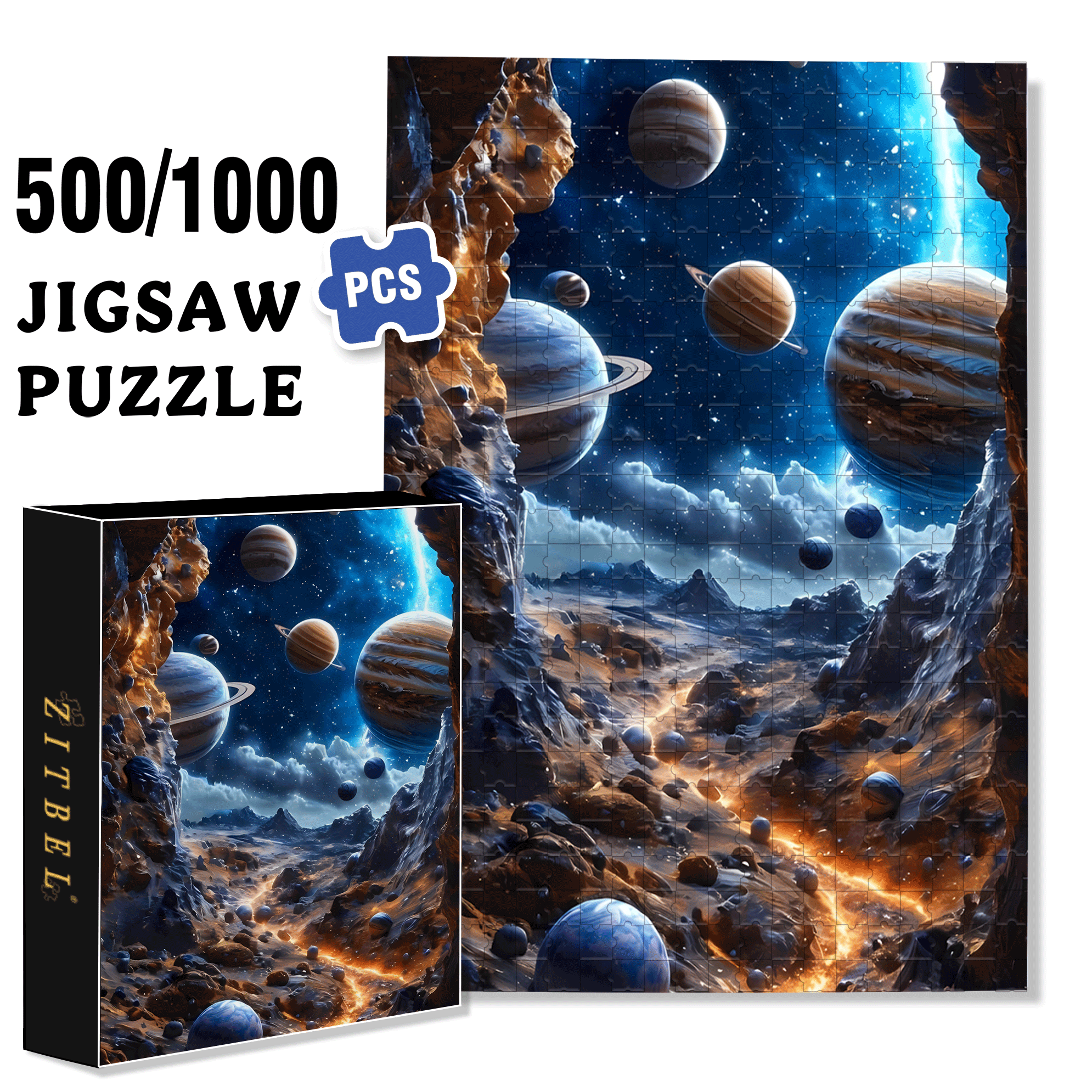 Planetary Path 500pcs/1000pcs Jigsaw Puzzle, Scratch-Resistant, Interactive Family Game & Brain-Boosting DIY Decor, Perfect for Halloween, Christmas & New Year Gifts, Family Puzzle Game