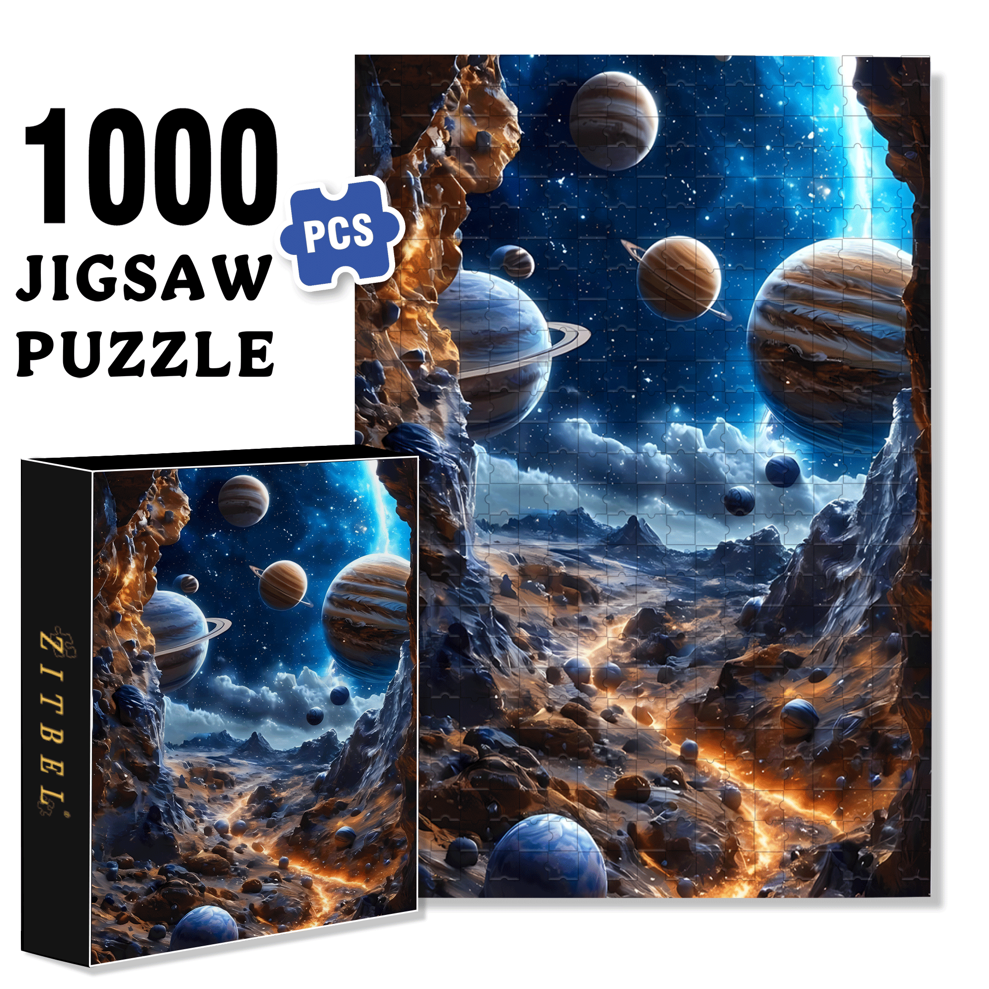 Planetary Path 500pcs/1000pcs Jigsaw Puzzle, Scratch-Resistant, Interactive Family Game & Brain-Boosting DIY Decor, Perfect for Halloween, Christmas & New Year Gifts, Family Puzzle Game