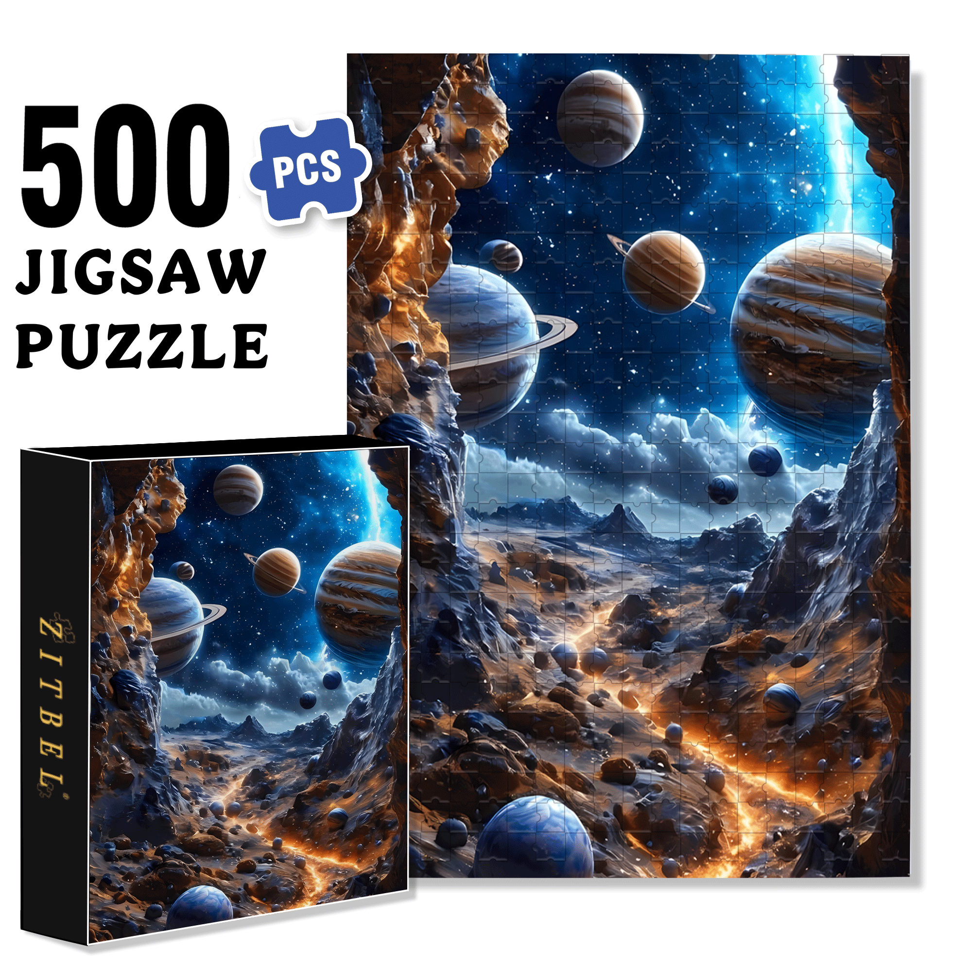 Planetary Path 500pcs/1000pcs Jigsaw Puzzle, Scratch-Resistant, Interactive Family Game & Brain-Boosting DIY Decor, Perfect for Halloween, Christmas & New Year Gifts, Family Puzzle Game